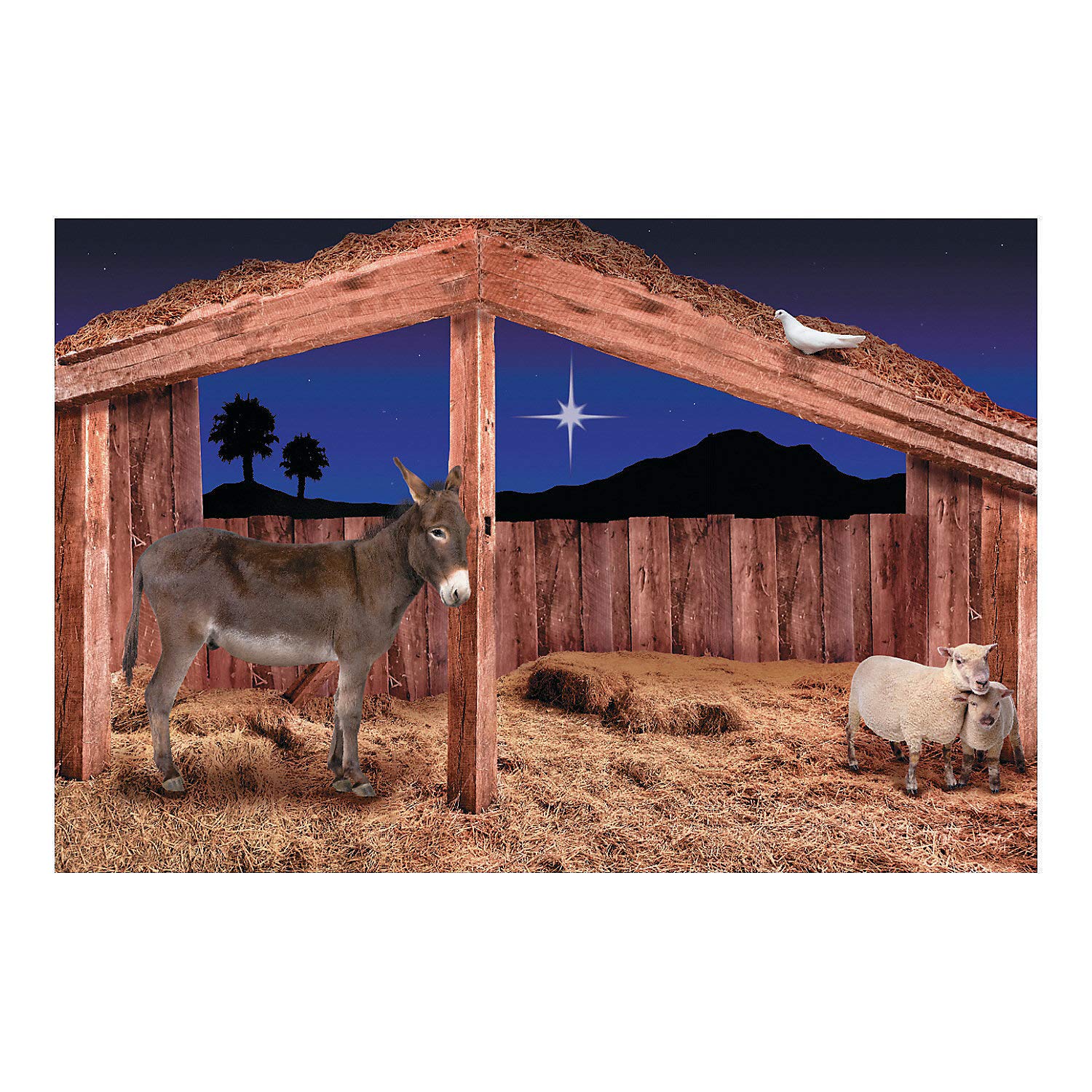 Nativity Stable Scene Backdrop Banner (9 Feet Long) Christmas Party Decor