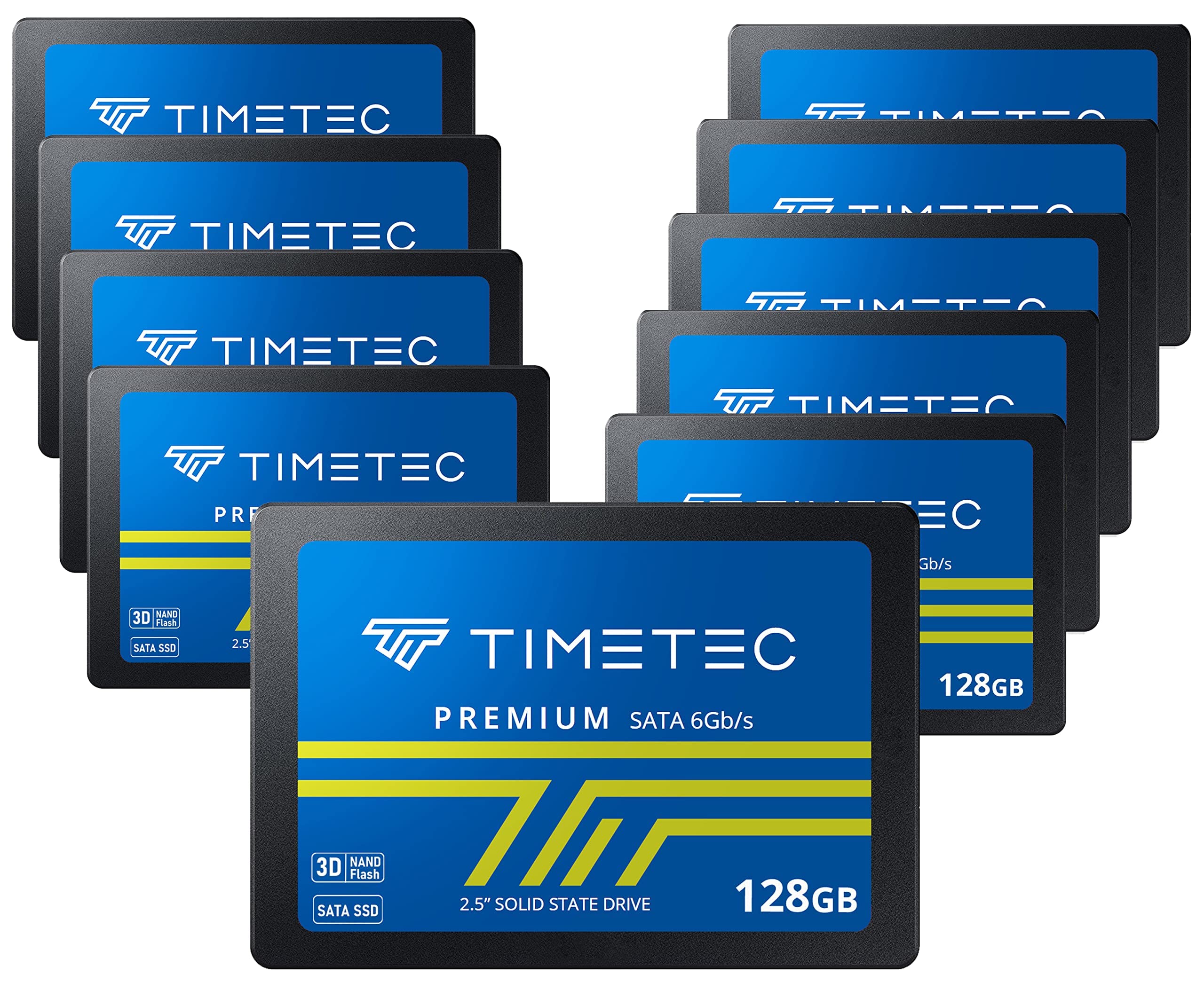 Timetec 128Gbx10 (10 Pack) Ssd 3D Nand Sata Iii 6Gb/S 2.5 Inch 7Mm(0.28') Read Speed Up To 550 Mb/S Slc Cache Performance Boost Internal Solid State Drive For Pc Computer Desktop And Laptop