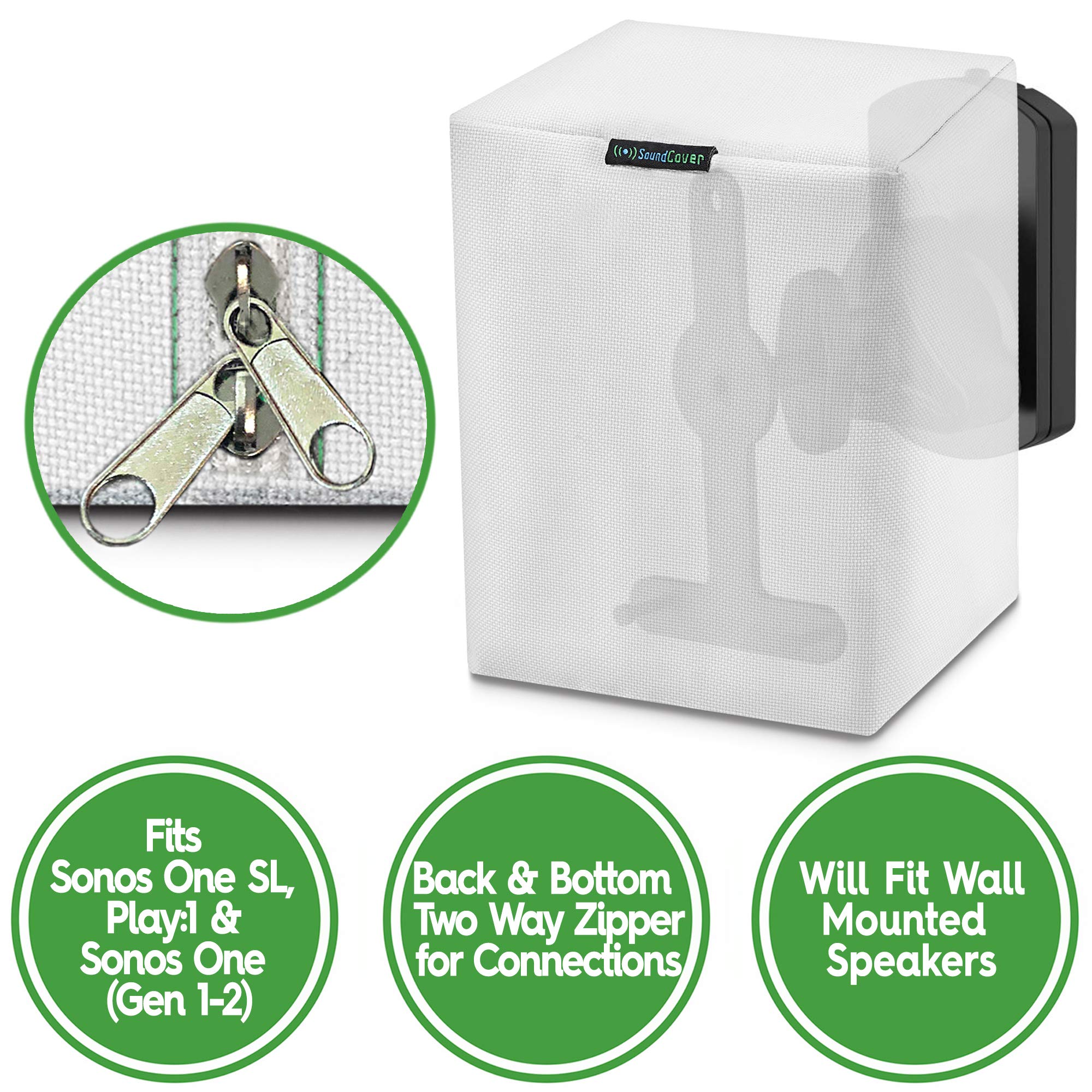 Pair (2) White Heavy Duty Outdoor Sonos Speaker Covers   Dust, Water & Uv Protection For Your Sonos Play:1, Sonos One & Sonos On