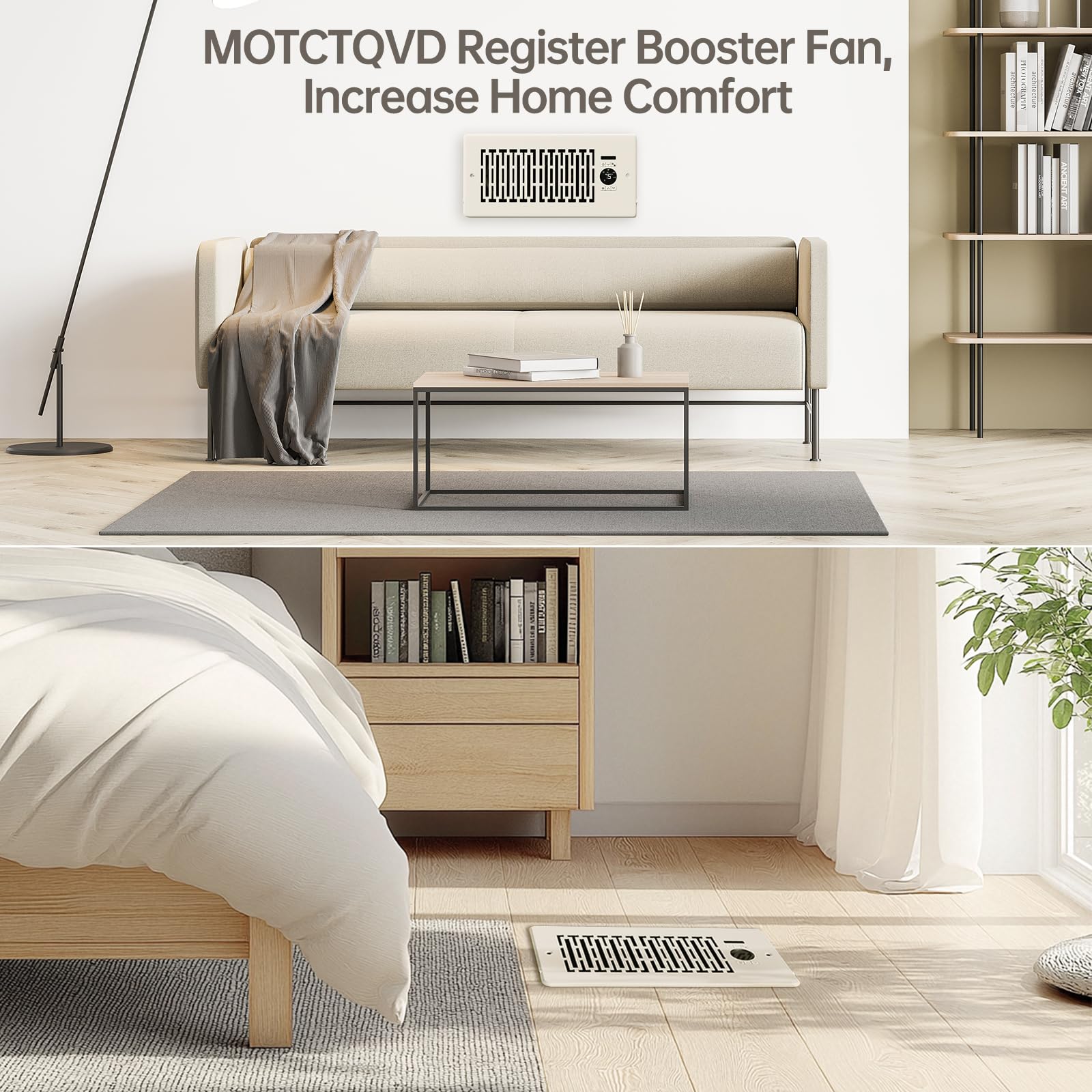 Motctqvd Smart Register Vent Booster Fan For 4    X 10    Register Holes, Register Booster Fans With Thermostat & Remote Control