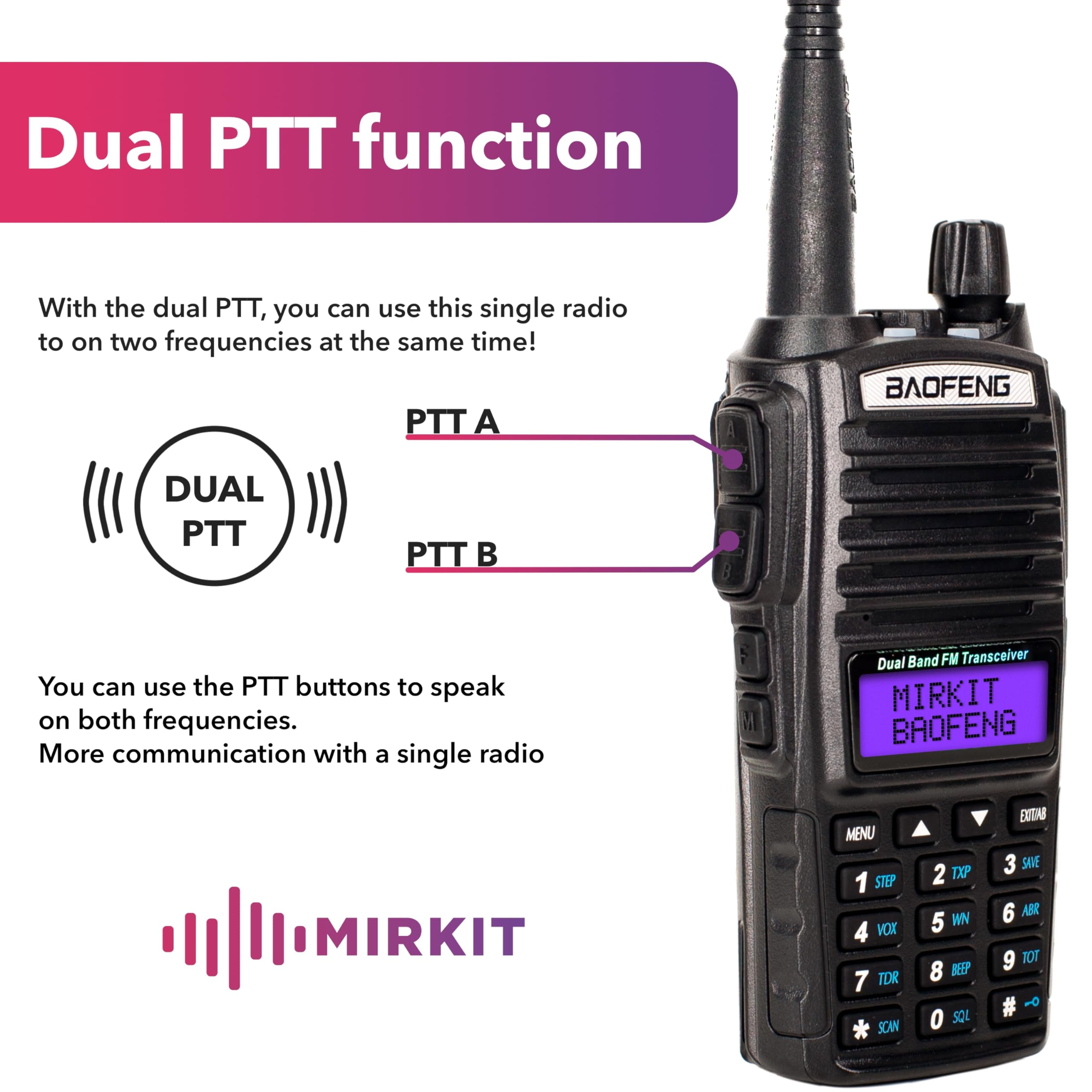Mirkit Baofeng Ham Radio Uv 82 Mk5   Walkie Talkies Long Range 8W Max Power Two Way Radio Vhf/Uhf 144 148/420 450 Mhz   Baofeng Radio 1800Mah Battery 2 Way Radio With Mirkit Software 2025
