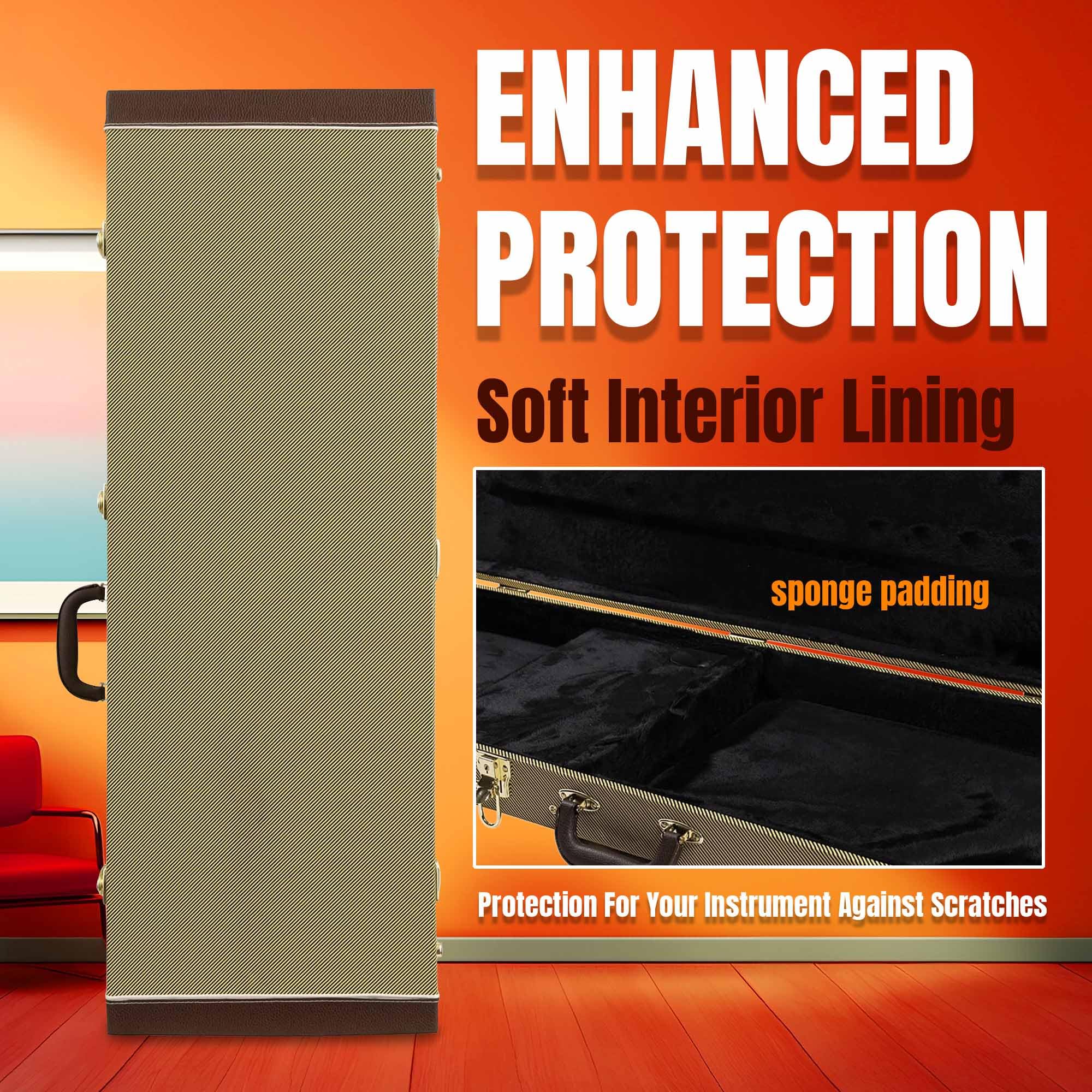 Gearlux Rectangular Electric Guitar Hard Case   Tweed