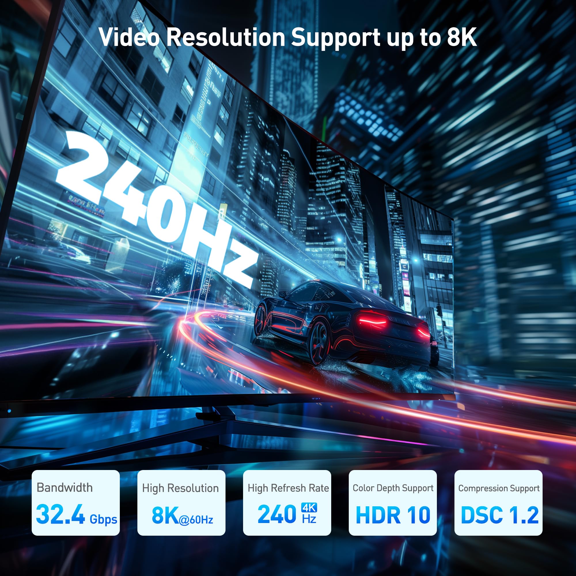 Cable Matters 4K@240Hz Right Angle Displayport 1.4 Adapter (8K Displayport 90 Degree Adapter, Right Angle Display Port Adapter)