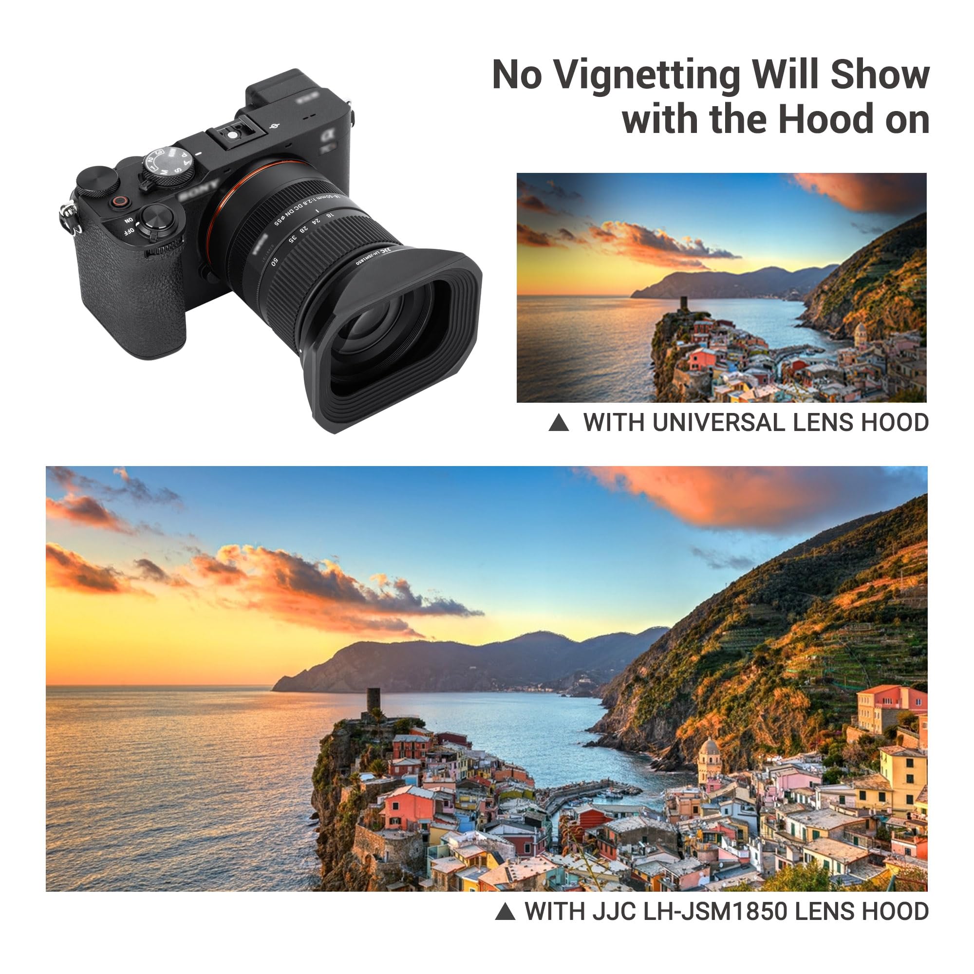 Jjc Metal Square Lens Hood Shade For Sigma 18 50Mm F/2.8 Dc Dn Contemporary Lens, Replaces Sigma Lh 582 02 Lens Hood, With Prote