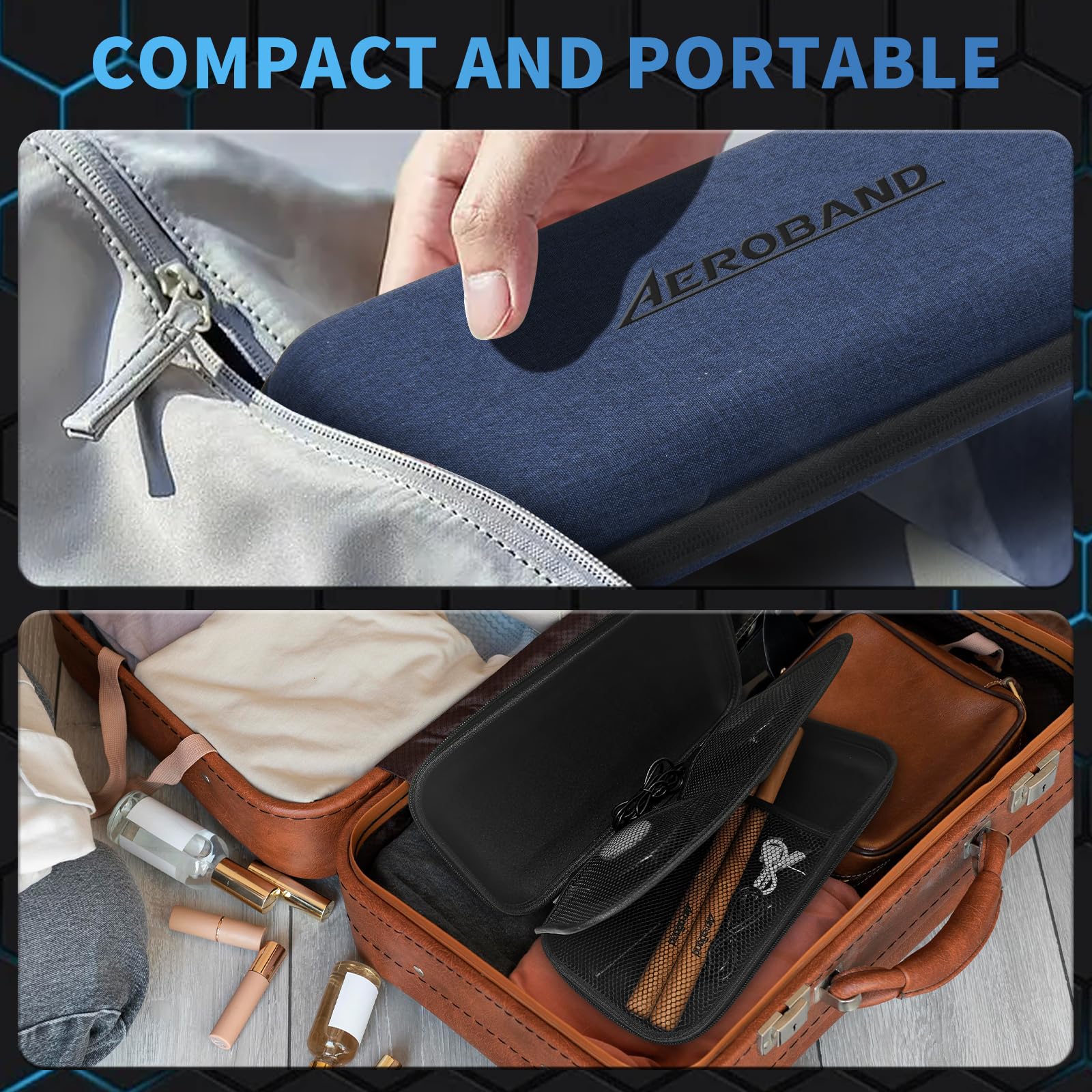 Aeroband Electric Air Drumsticks Storage Bag Case For Pocketdrum 2 Plus, Electronic Drum Sticks Sets, Drum Kit