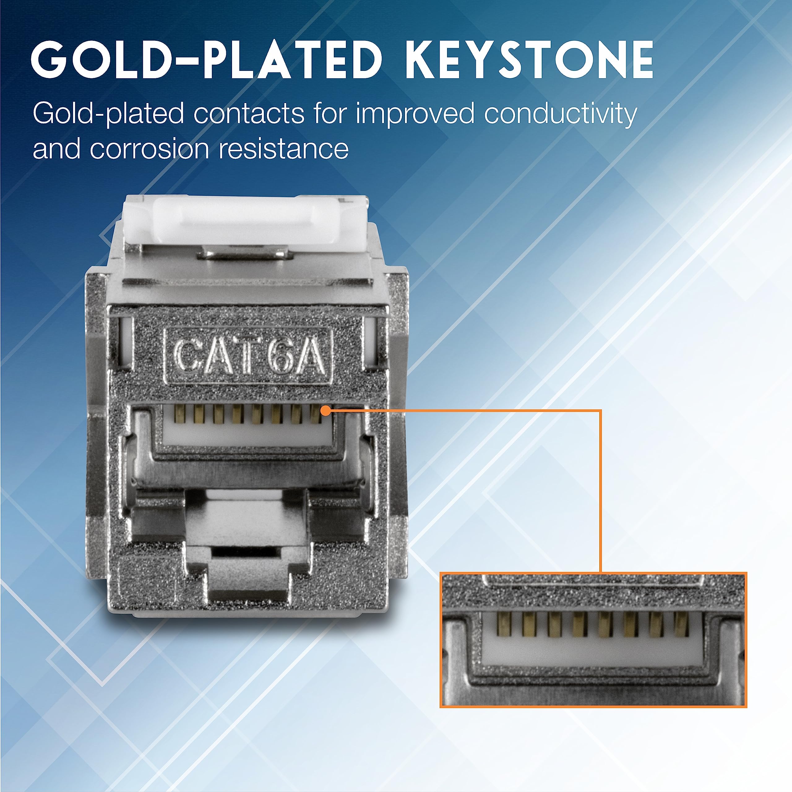 Trendnet Cat6A Rj45 Keystone Inline Coupler Keystone Jack, 6 Pack, Tc Kc06C6A, Keystone Jack Female To Female For Wall Plates & Blank Shielded Keystone Patch Panels, Silver