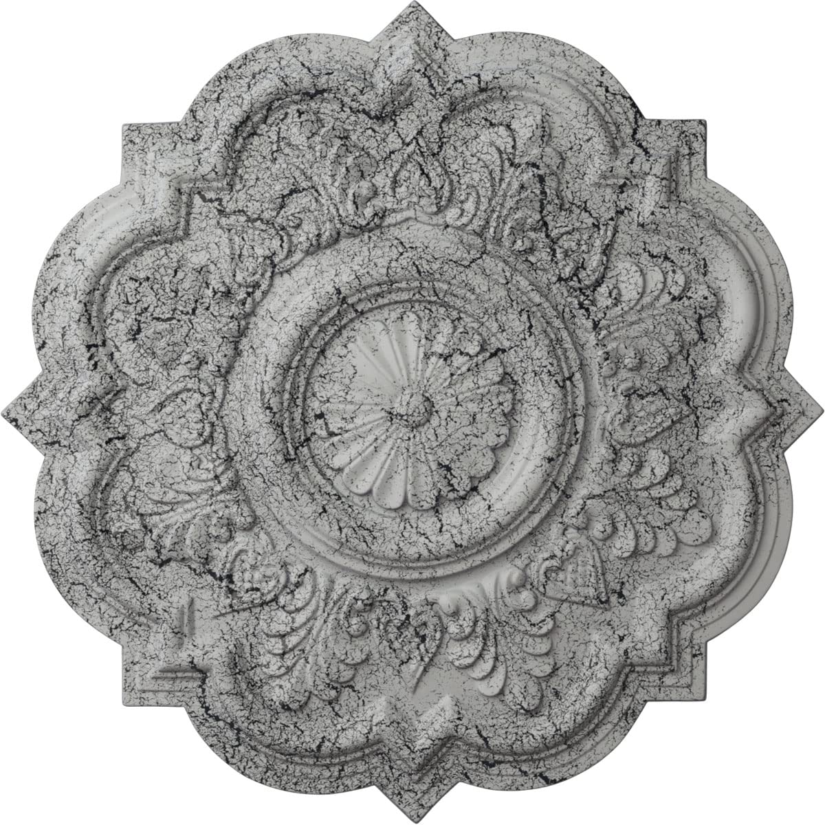 Ekena Millwork CM20DRUWC Deria Ceiling Medallion, Ultra Pure White Crackle