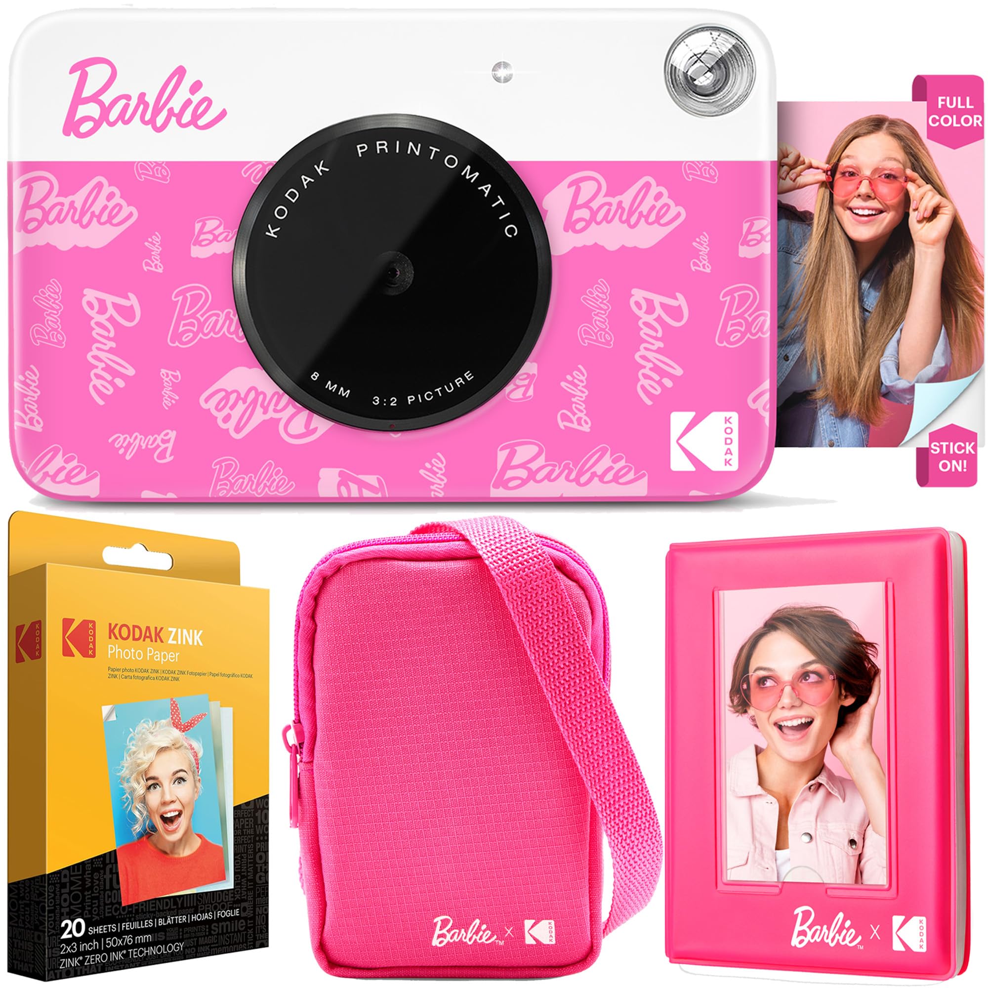 Kodak x Barbie Printomatic Full-Color Instant Print Digital Camera Barbie Deluxe Bundle (Signature Style)+ Barbie Deluxe Camera 