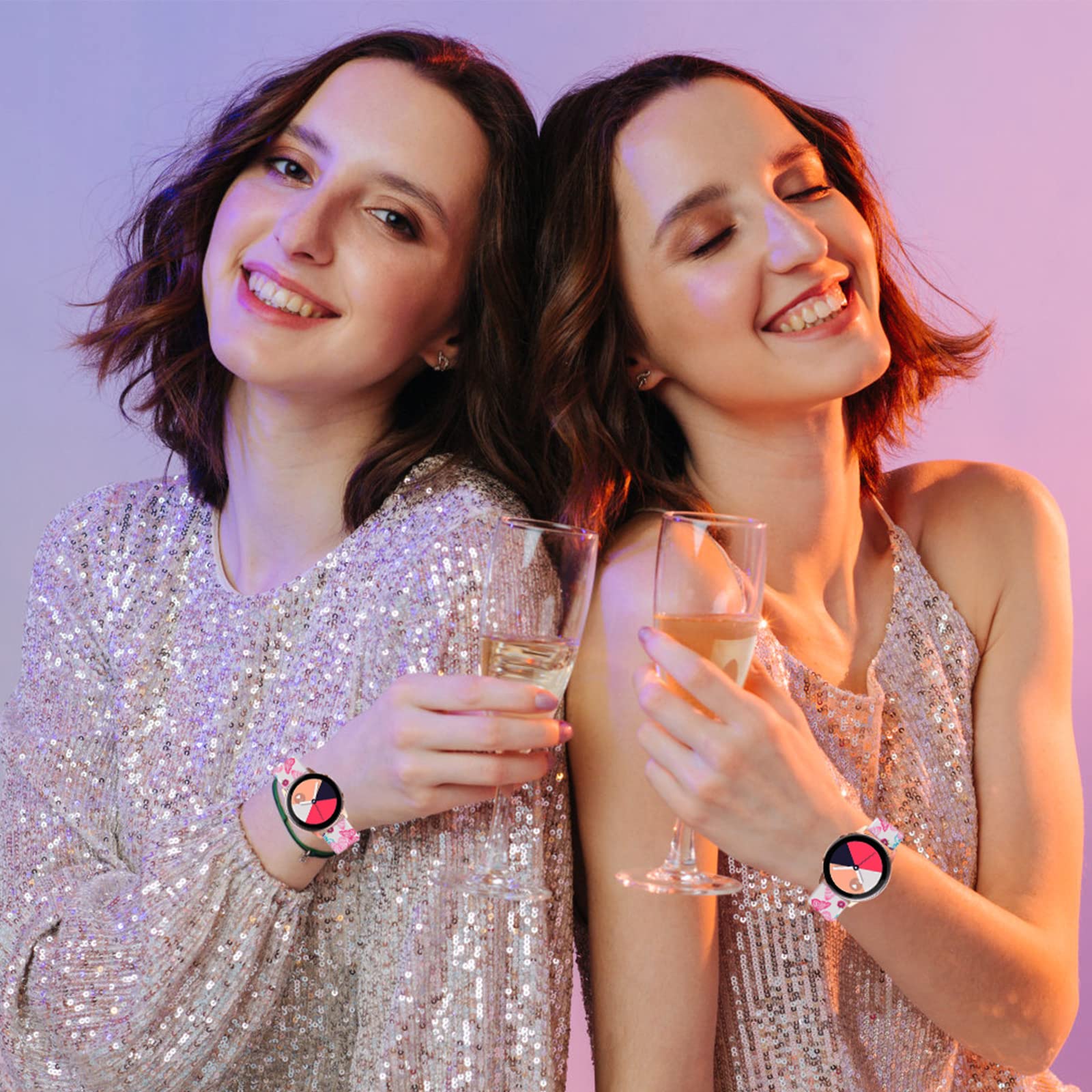 Toolaik Floral Bands Compatible With Galaxy Watch 7 6 5 4 Active 2 Watch Band 40Mm /44Mm,Active Watch Band 40Mm, 20Mm Silicone W