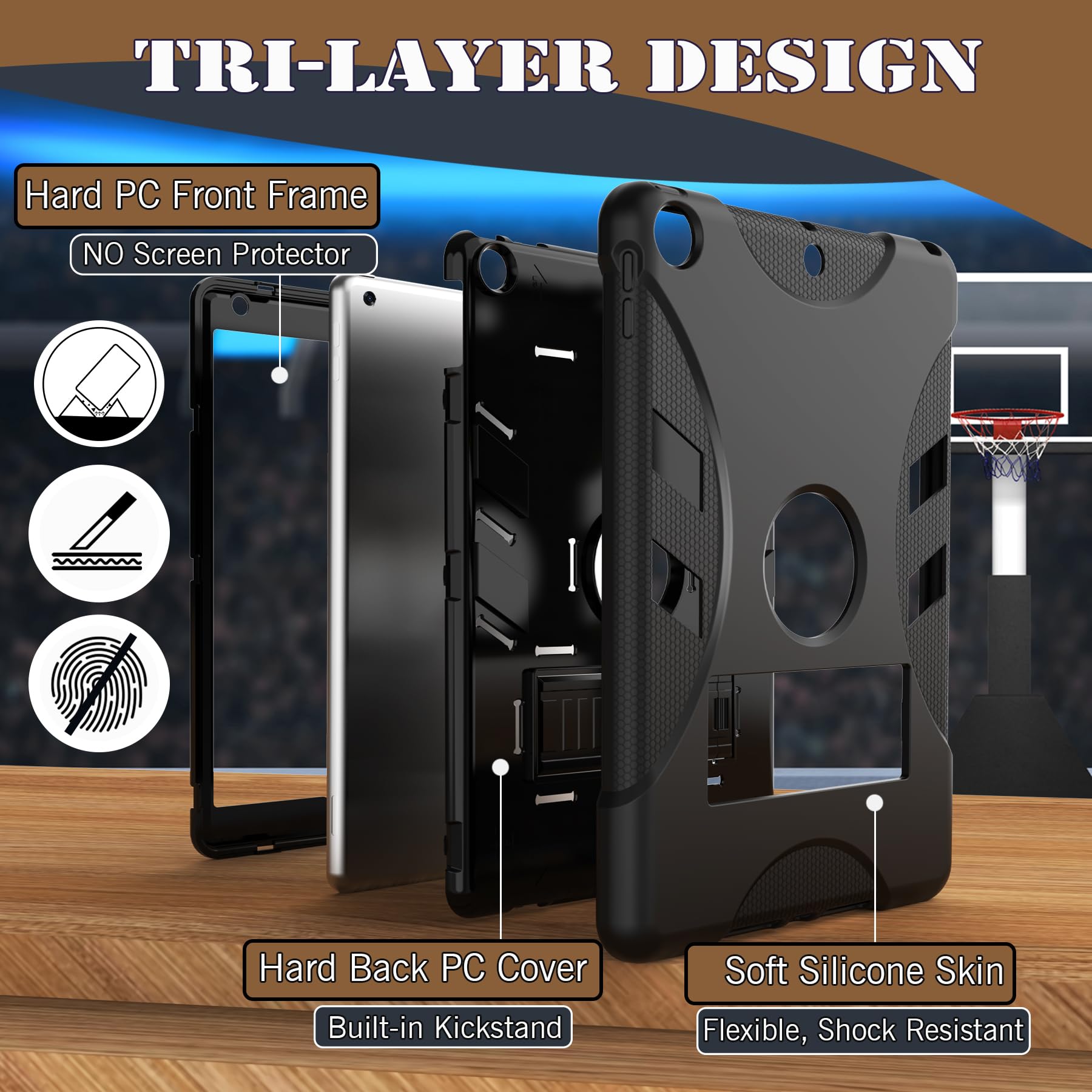 Rantice Case For Ipad 9Th/8Th/7Th Generation 2021/2020/2019   Heavy Duty Shockproof Rugged Protective Case Ipad 10.2'' Cover Wit