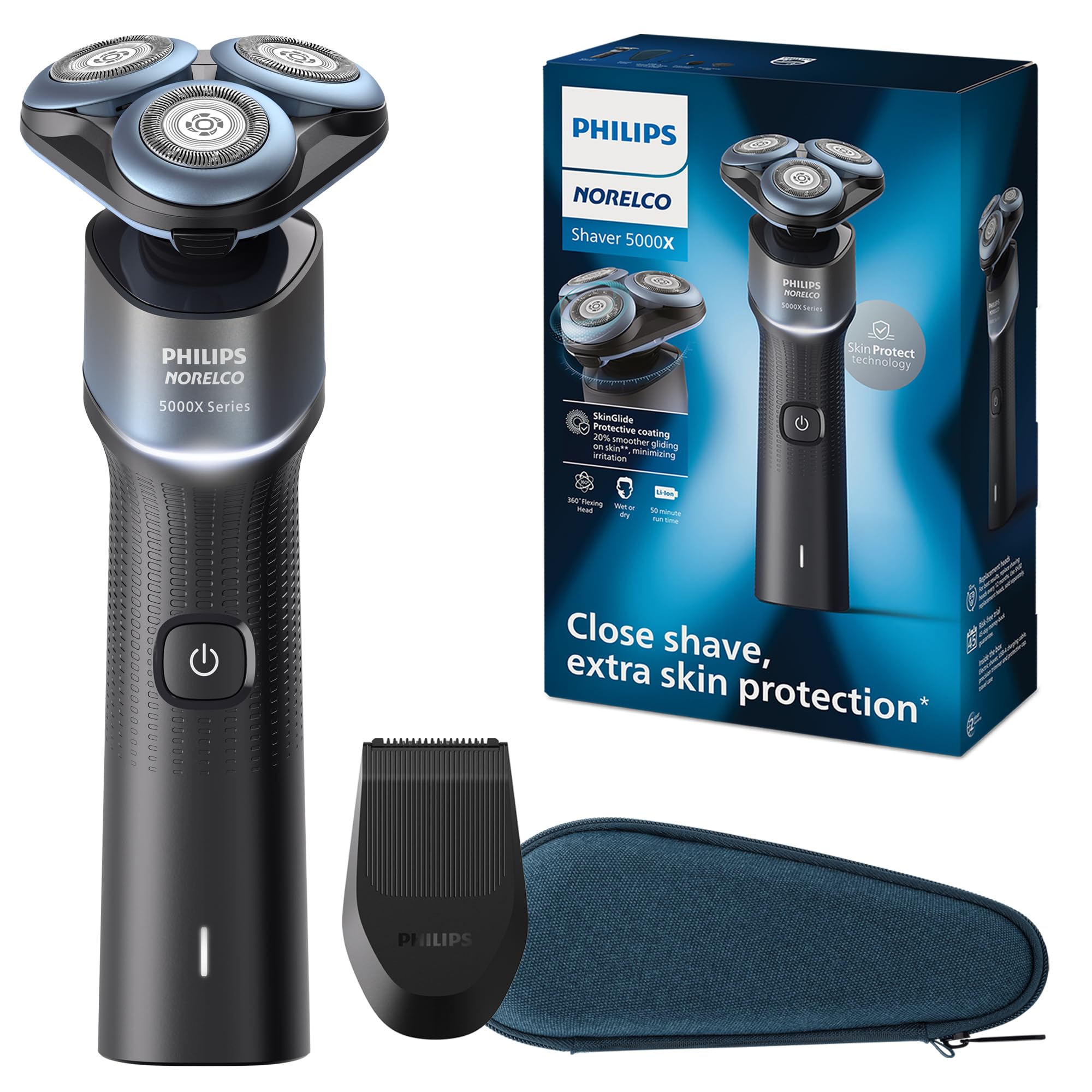 Philips Norelco Shaver 5000X, Rechargeable Wet & Dry Shaver With Precision Trimmer And Storage Pouch, X5006/85