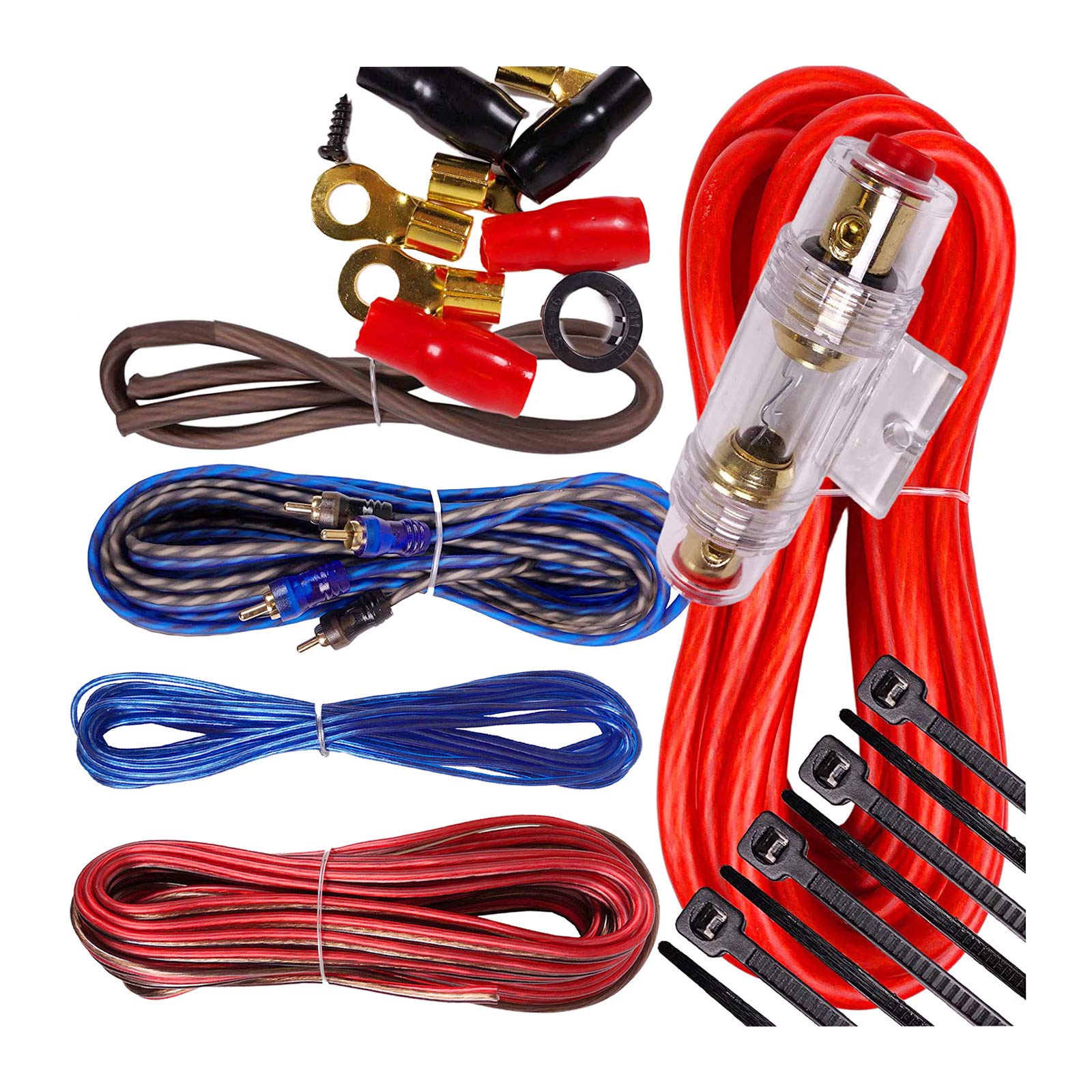 Complete 1500W Gravity 8 Gauge Amplifier Installation Wiring Kit Amp Pk3 8 Ga Red   For Installer And Diy Hobbyist   Perfect For Car/Truck/Motorcycle/Rv/Atv