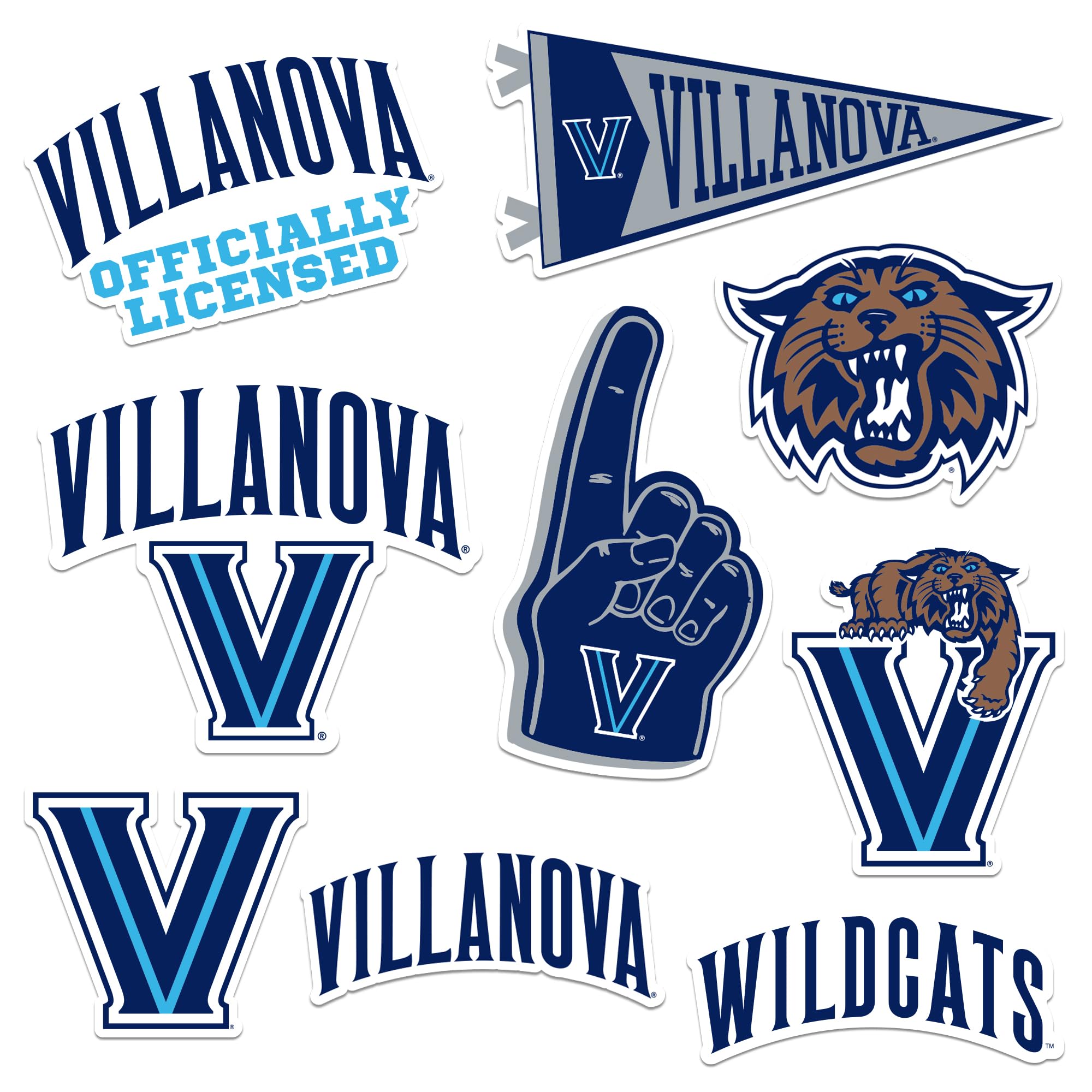 Villanova University 8Ct Vinyl Large Deluxe Stickers Variety Pack   Laptop, Water Bottle, Scrapbooking, Tablet, Skateboard, Indo