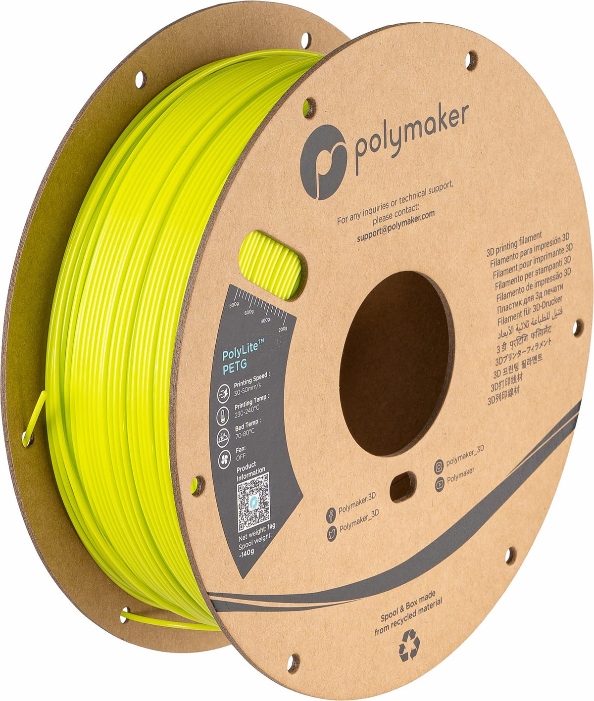 Polymaker Petg Filament 1.75Mm, 1Kg Strong Petg 3D Printer Filament Lime Green   Polylite Petg Lime 3D Printing Filament 1.75Mm,