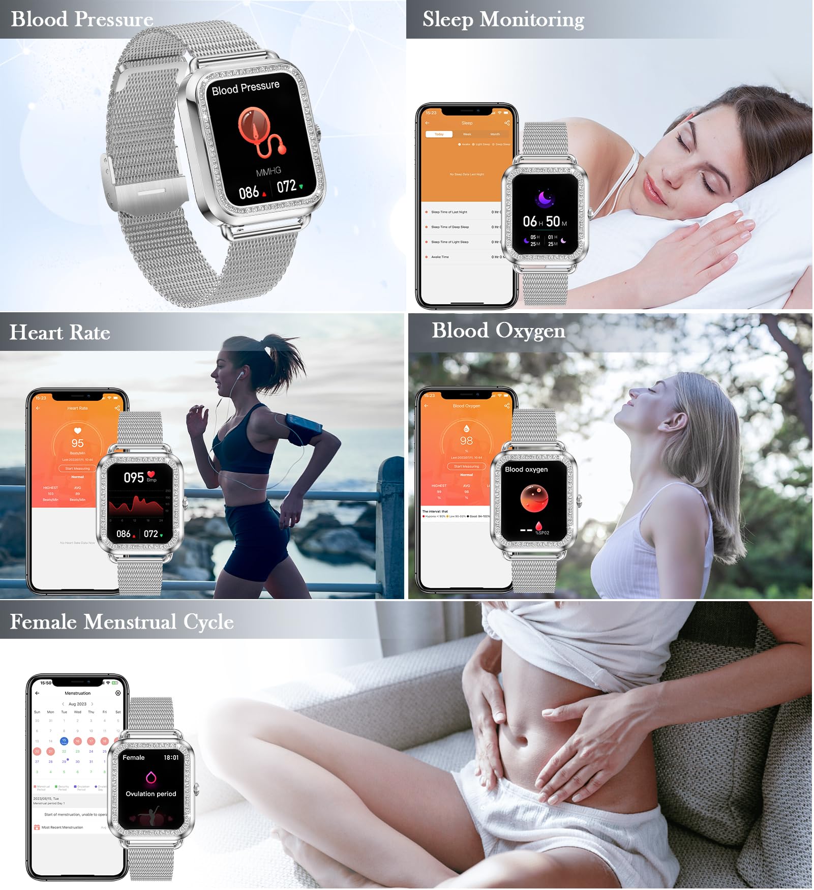 1.6'' Touch Screen Smart Watch For Women (Answer/Make Call), Activity Trackers And Smartwatches With Waterproof Heart Rate Sleep