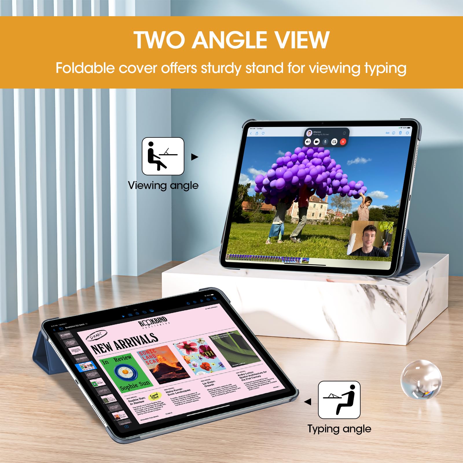 Procase For Ipad Pro 13 Inch Case 2024 (M4/7Th Gen), Ipad M4 13 Case Smart Folio Ipad Pro 13 Case, Slim Stand Translucent Hard S