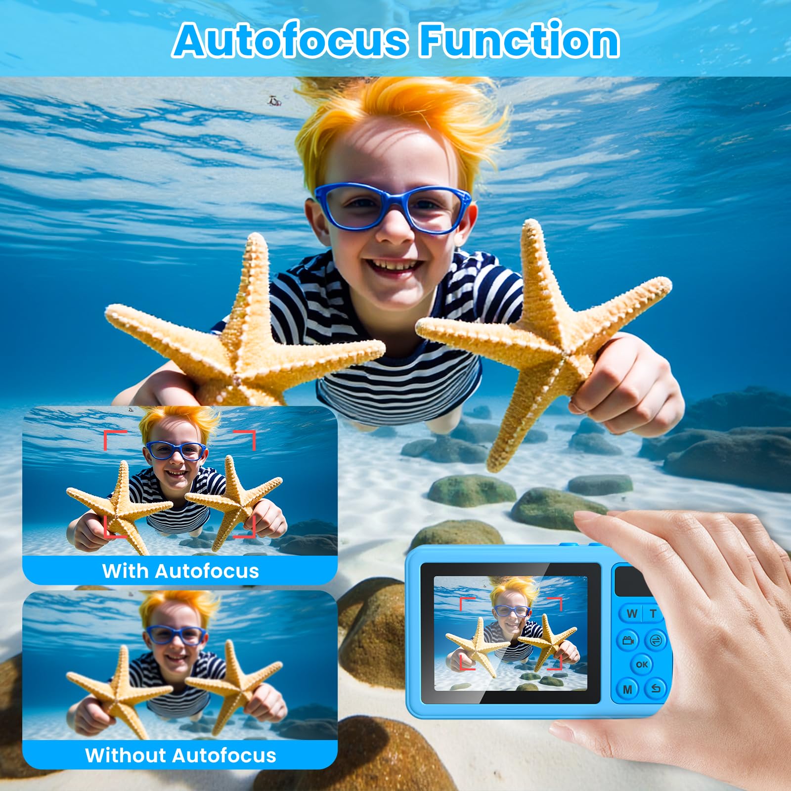 Underwater Digital Camera, Waterproof Camera,10Ft Floating Camera For Snorkeling,Surfing,Swimming And Kayaking,Dual-Screen Selfi