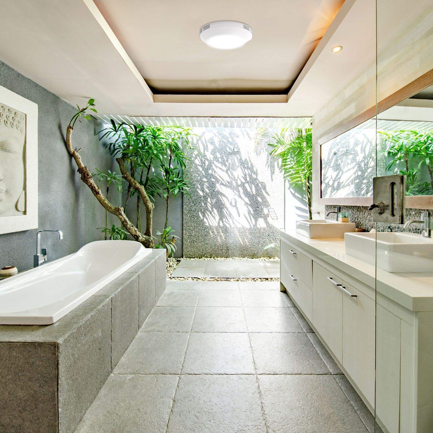 Homewerks 7117 01 Wh Bathroom Integrated Led Light Ceiling Mount Exhaust Ventilation 1.1 Sones 80 Cfm, Bath Fan White