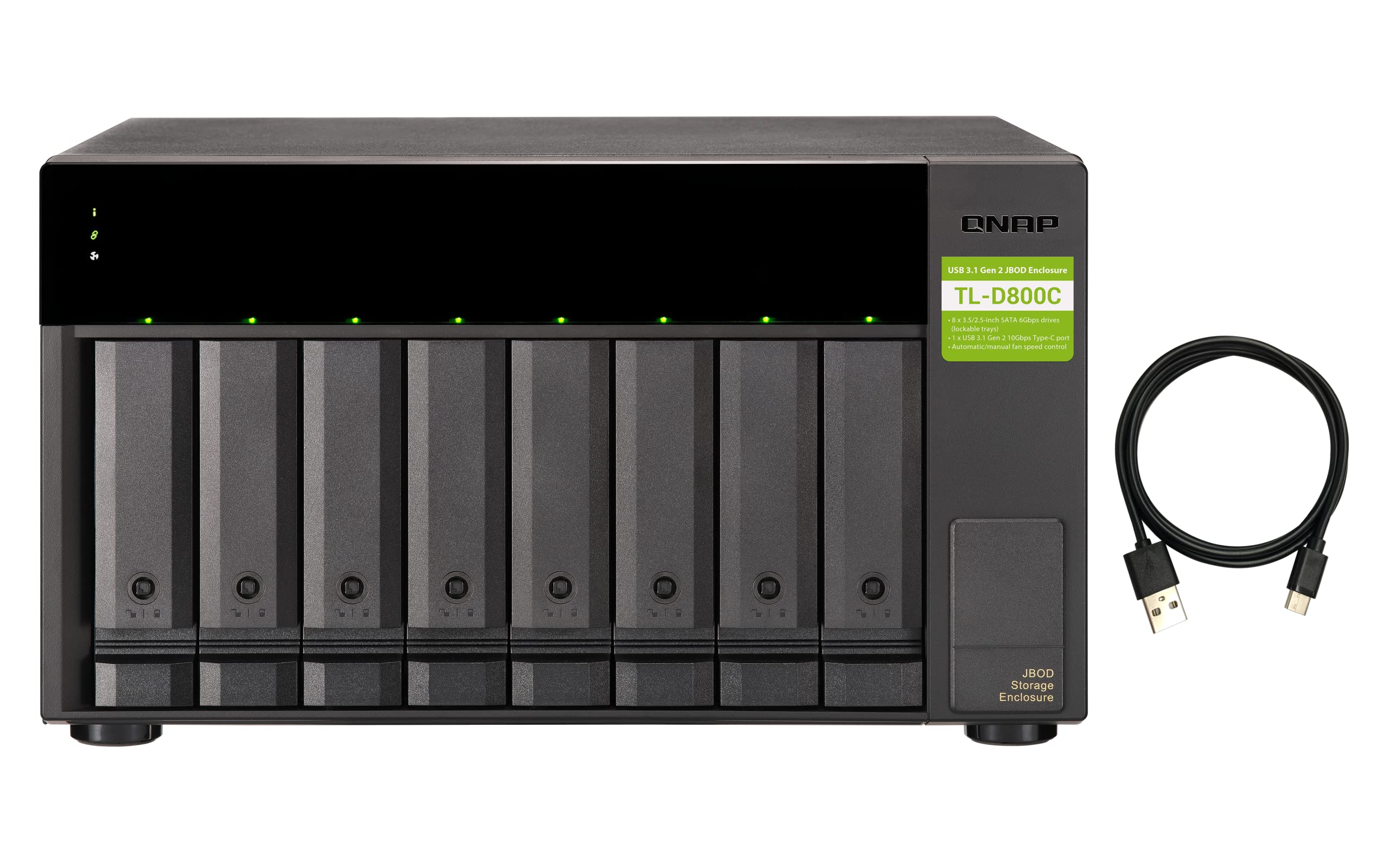 Qnap Tl D800C 8 Bay Desktop Jbod Storage Enclosure With Usb 3.2 Gen 2 Type C Connectivity