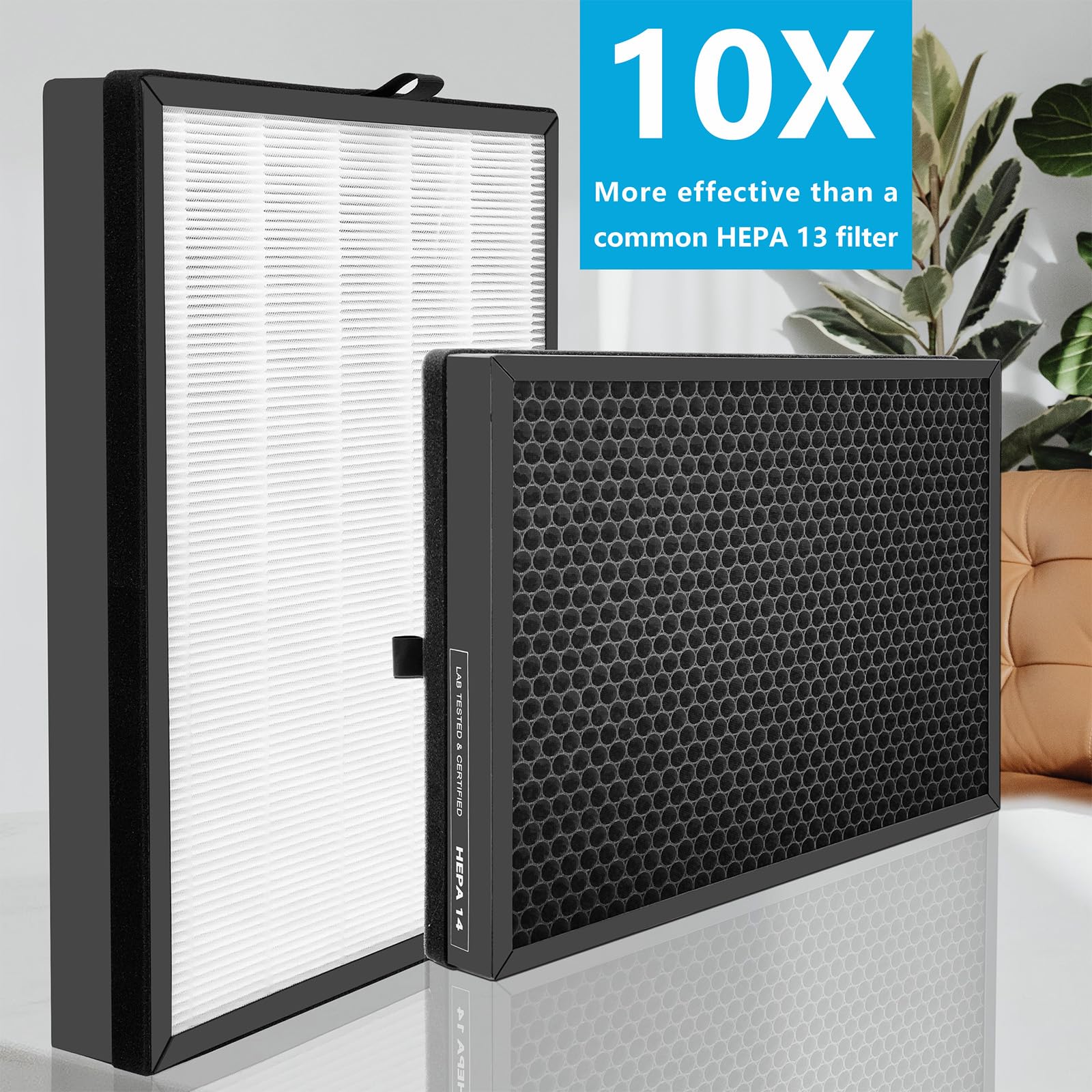 2 Pack Replacement Hepa 14 Filter Compatible For Puroair 400 Air Purifier, H14, 4 Stage Filtration Activated Carbon