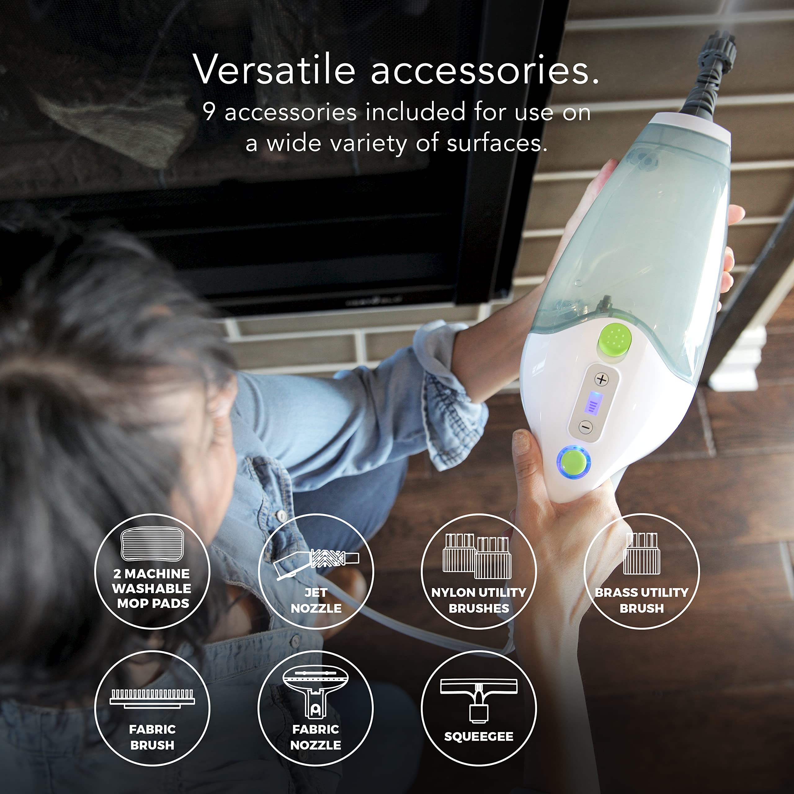 Steamfast Sf 295 3 In 1 Mop, Handheld Steam Cleaner, And Fabric Steamer, 7 Steam Levels, 9 Accessories, 2 Washable Mop Pads