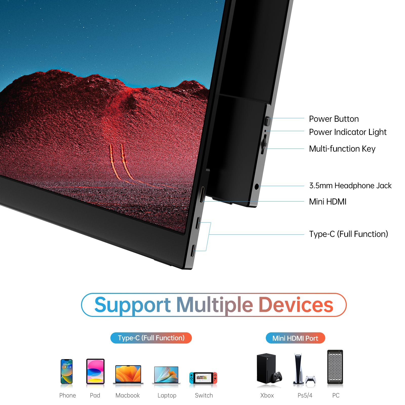 Mnn 4K Portable Monitor 15.6 3840X2160 Uhd Usb-C Hdmi Laptop Monitor, 100% Adobe Rgb Ips Computer Gaming Display Hdr Travel Moni