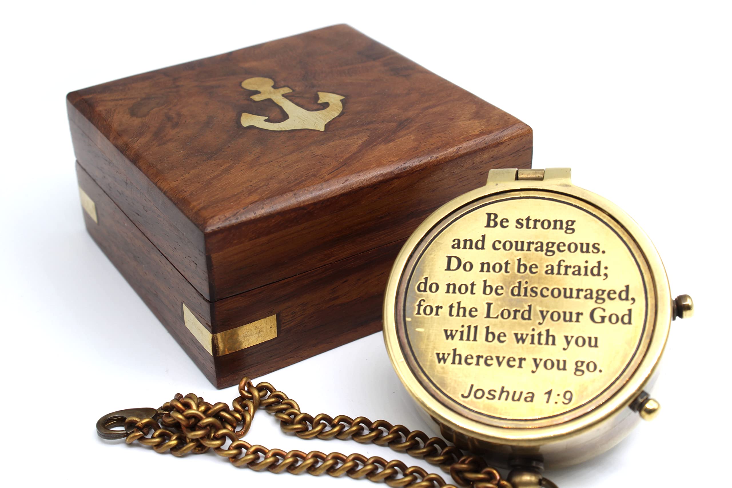Be Strong And Courageous Do Not Be Afraidantique Nautical Vintage Directional Magnetic Compass With Famous Scripture Quote Engra
