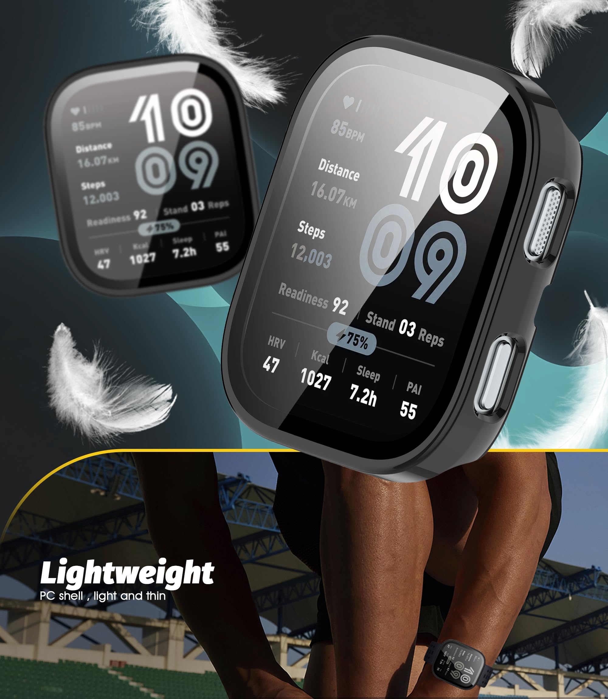 (1 Pack) Orzero Watch Case Compatible For Amazfit Bip 6, Protective Pc Frame Face Cover Built-In Tempered Glass Screen Protector