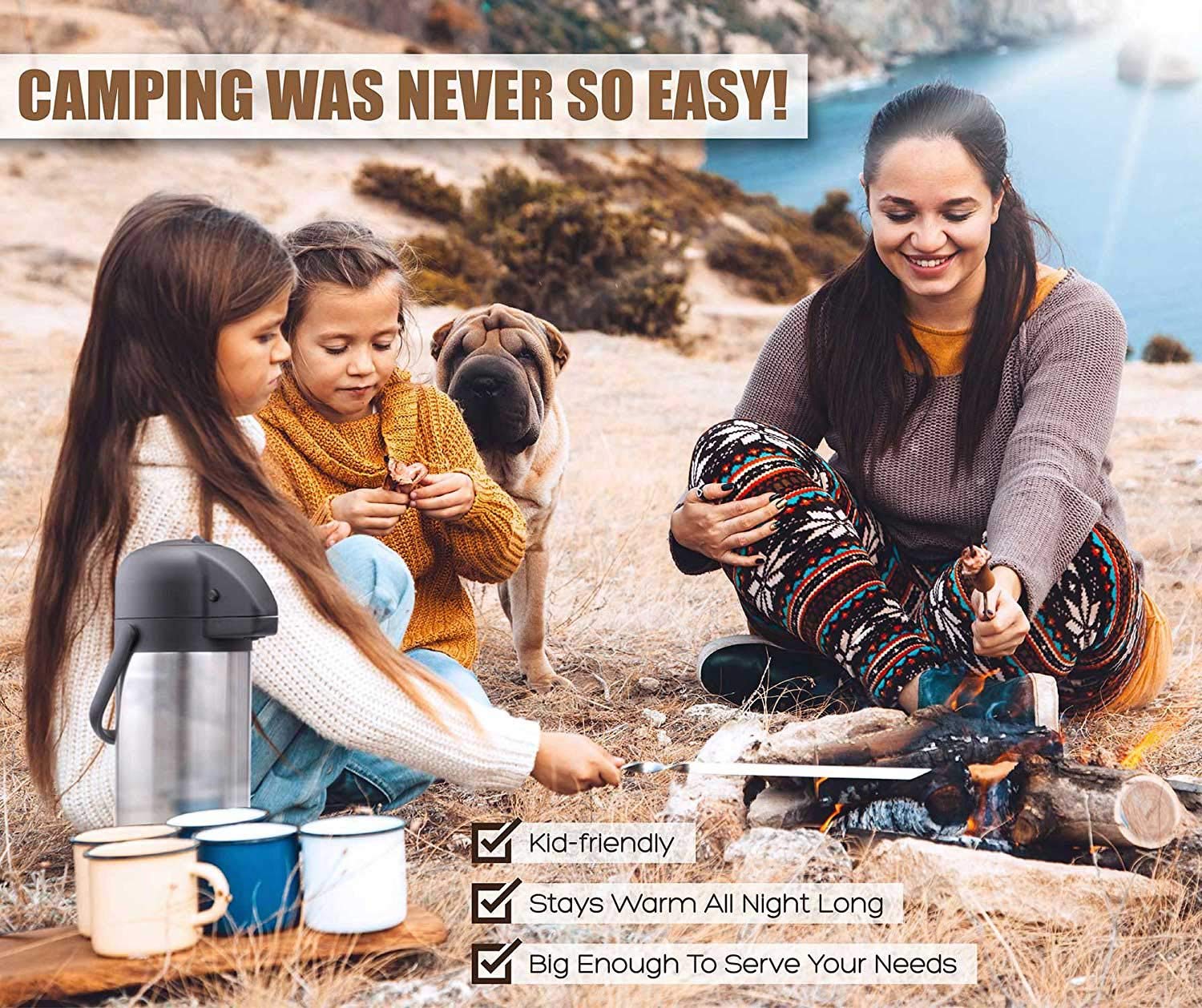 85 Oz (2.5L) Coffee Carafe With Pump, Insulated Stainless Steel Coffee Dispenser, Coffee Carafes For Keeping Hot/Cold, Hot Bever