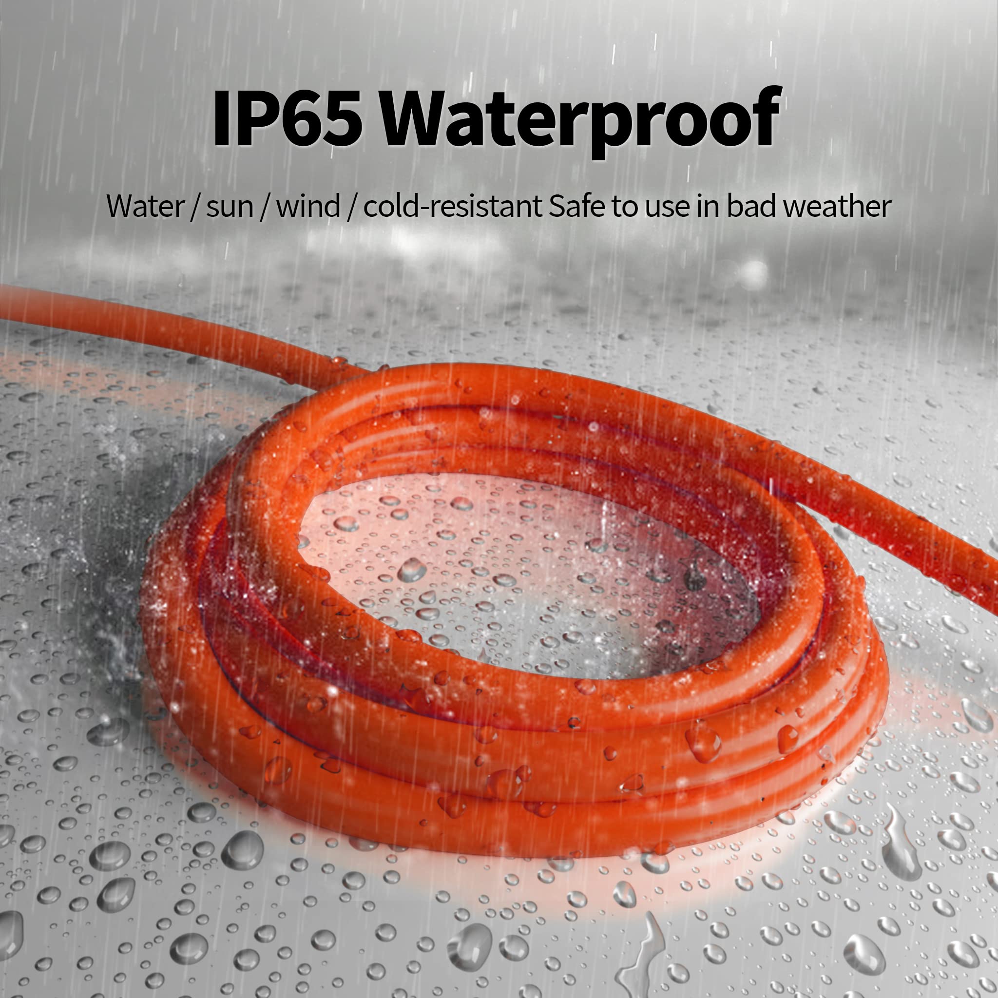 Powgrn 300 Ft 12/3 Outdoor Extension Cord Waterproof Heavy Duty With Lighted End 12 Gauge 3 Prong, Flexible Cold Resistant Long