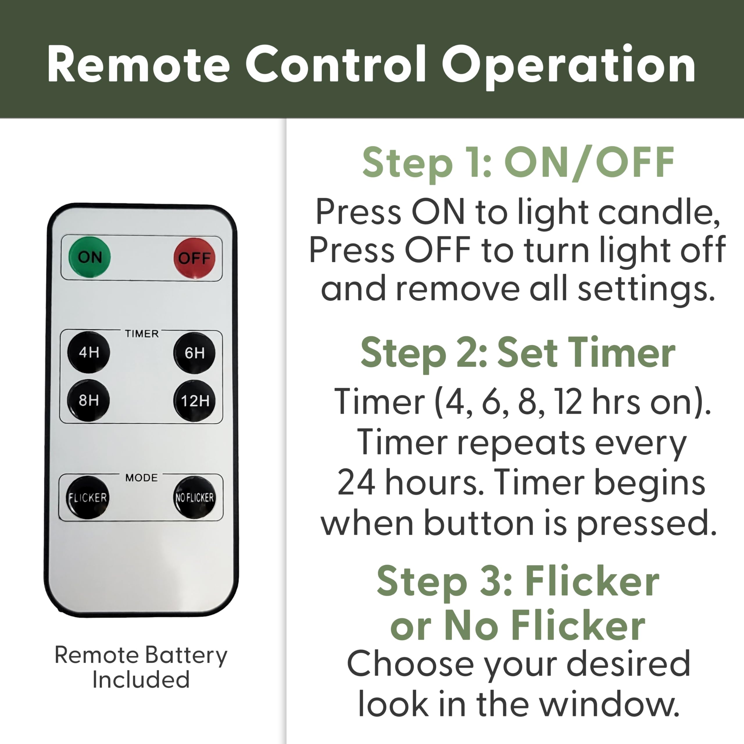 612 Vermont Led Battery Operated Window Candles With Timer, Remote Control, Bright Hot Spot, Flicker Or Steady On, Vt R1506A 4 (