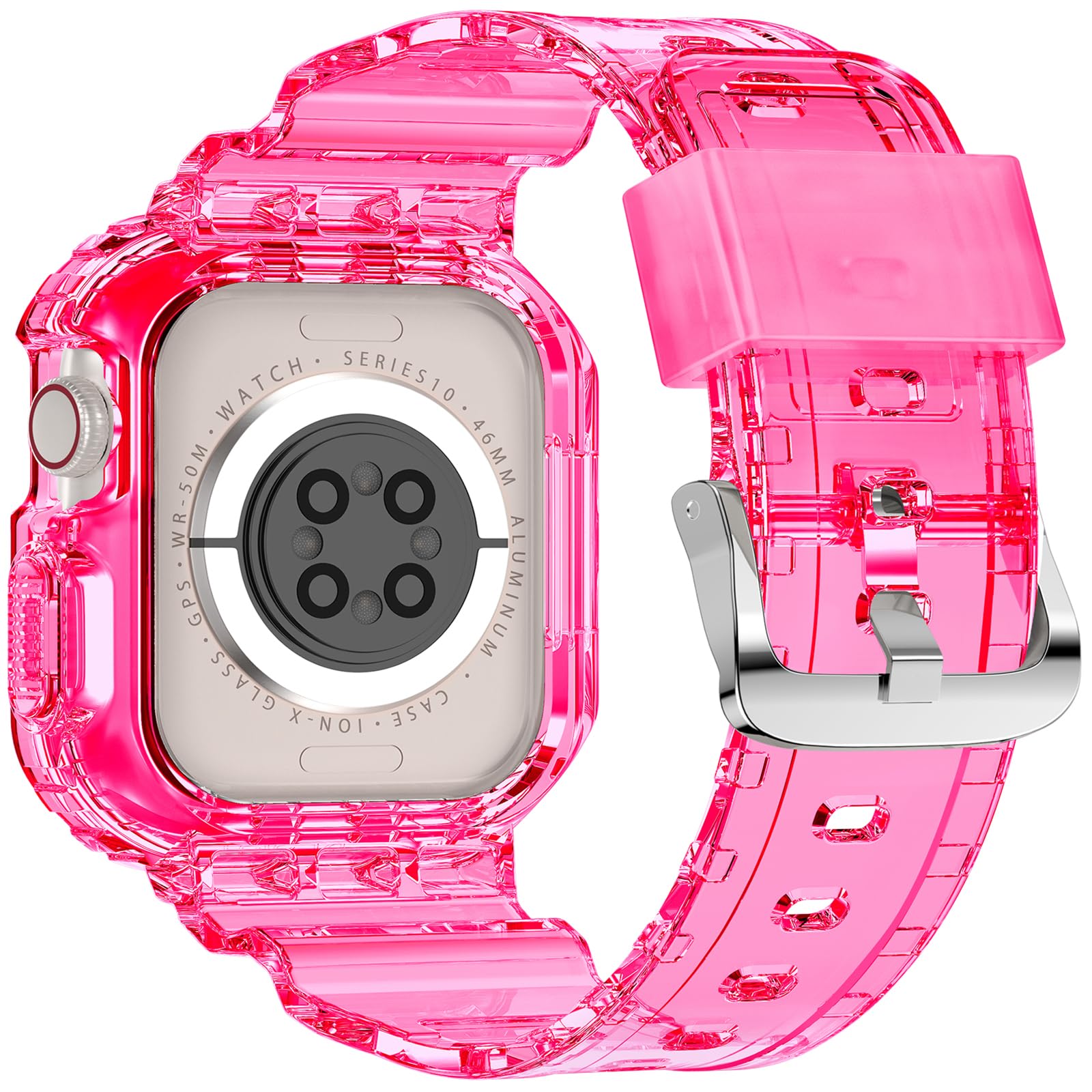 Xyf Compatible For Crystal Clear Apple Watch Bands, 46Mm Series 10 Bumper Case For Men Women Jelly Sport Case Band For Iwatch Ul