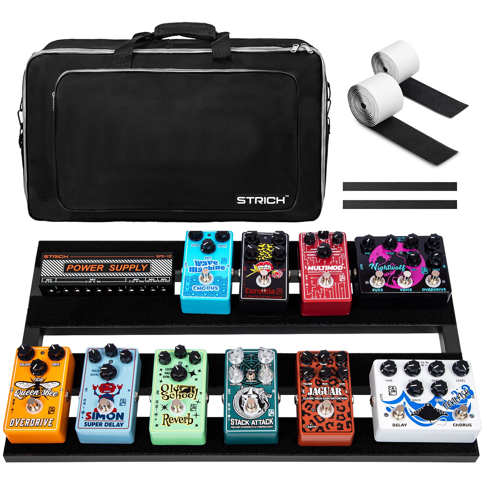STRICH Guitar Pedal Board Aluminum Alloy 2.65lb Lightweight Effect Pedalboard 22 x 12.5 with Carry Bag, STANDARD 22 (Angled)