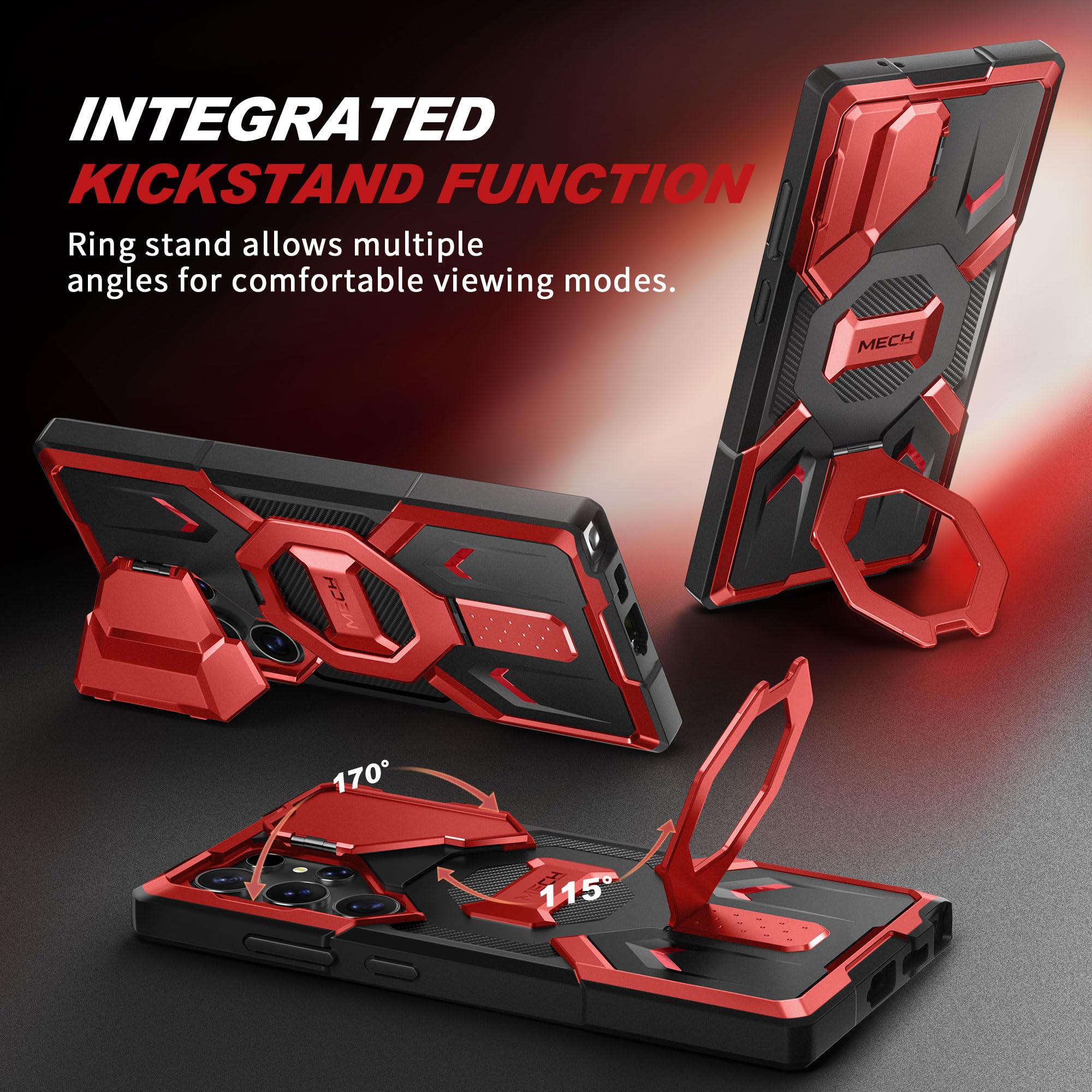 Tongate For Samsung Galaxy S24 Ultra Case Compatible With Magsafe, [Ring Stand & Camera Cover Kickstand] Drop Shockproof Rugged