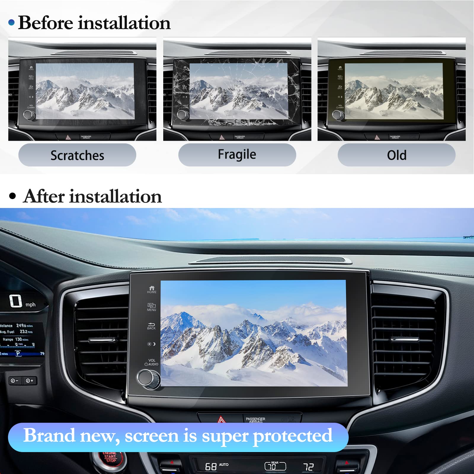 Sktu For 2022 2023 Honda Ridgeline Screen Protector 8 Inch For 2021 2023 Ridgeline Sport/Rtl/Rtl E/Black Edition Honda Ridgeline 2023 Accessories