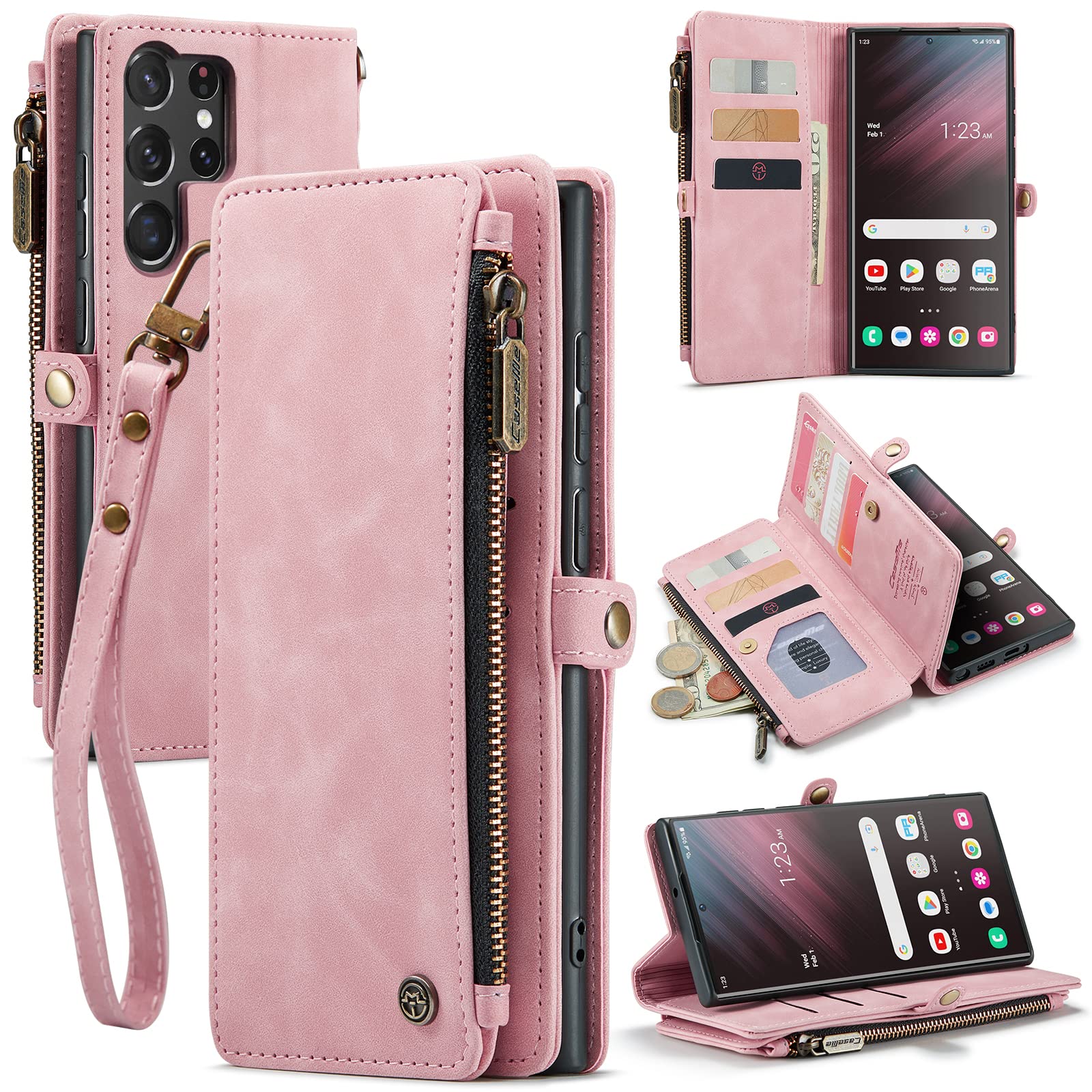 Defencase For Samsung Galaxy S23 Ultra Case, For Samsung S23 Ultra Wallet Case For Women Men, Fashion Pu Leather Magnetic Flip S