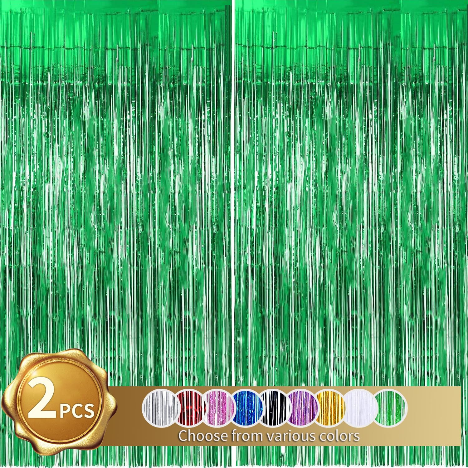 Beishida 2 Pcs Green Door Streamers Tinsel Curtain Party Streamers Backdrop Fringe Foil Wall Background For Birthday Halloween C