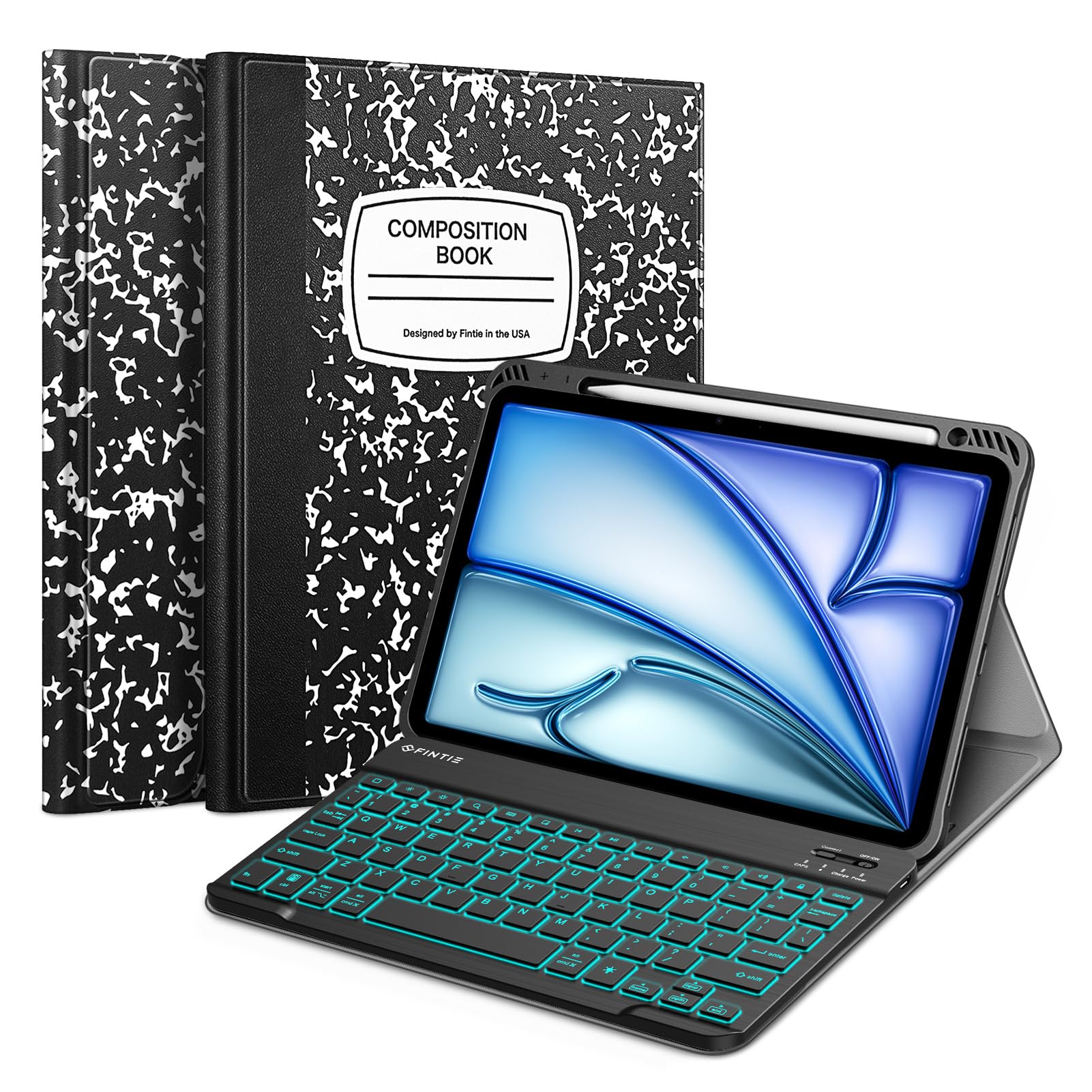 Fintie Keyboard Case for iPad Air 11-inch M2 (2024), iPad Air 5th Generation (2022) / iPad Air 4th Gen 10.9 - Soft TPU Back Cove