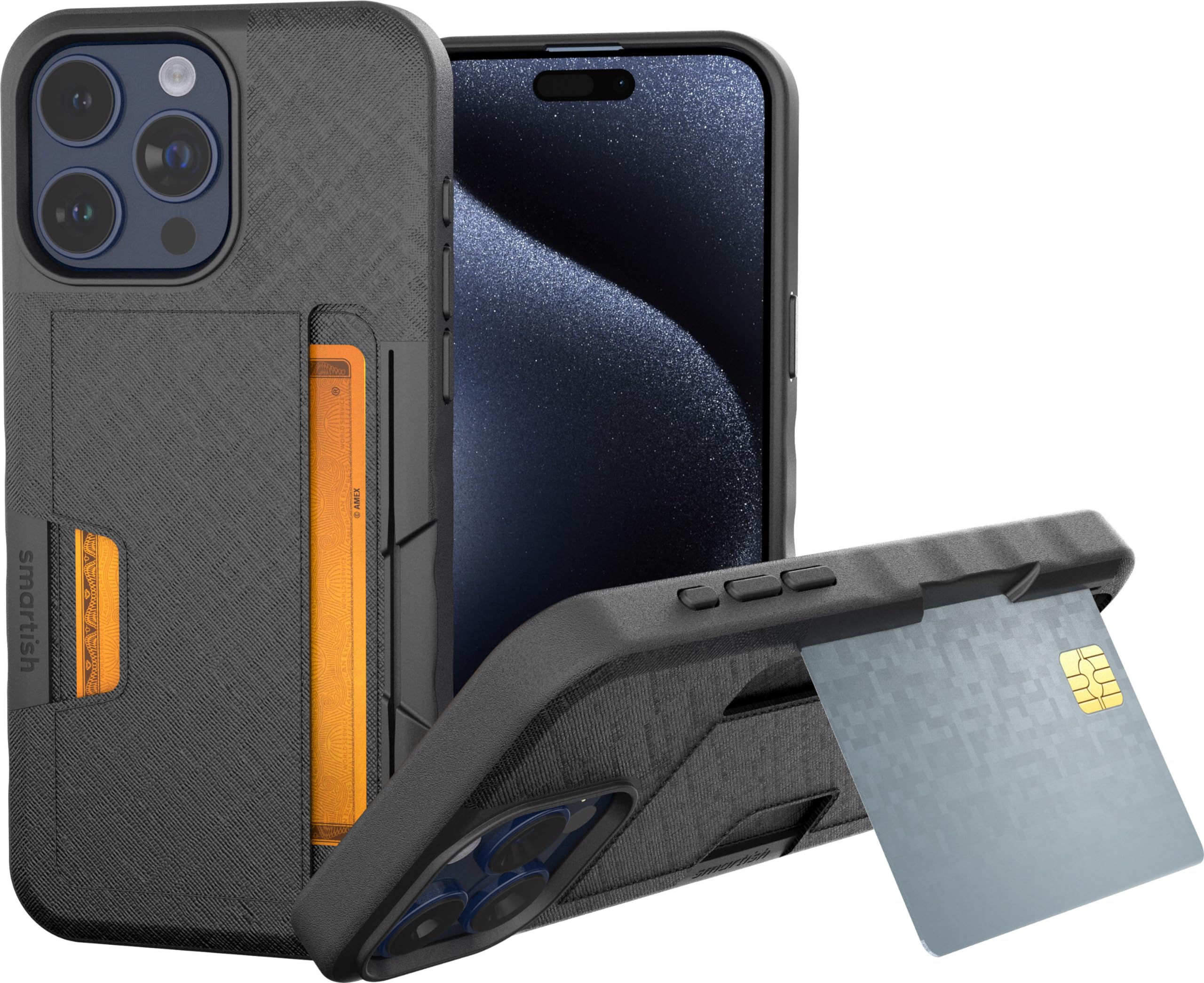 Smartish iPhone 15 Pro Max Wallet Case - Wallet Slayer Vol. 2 [Slim/Protective] Credit Card Holder w/Kickstand Drop Tested Hidde