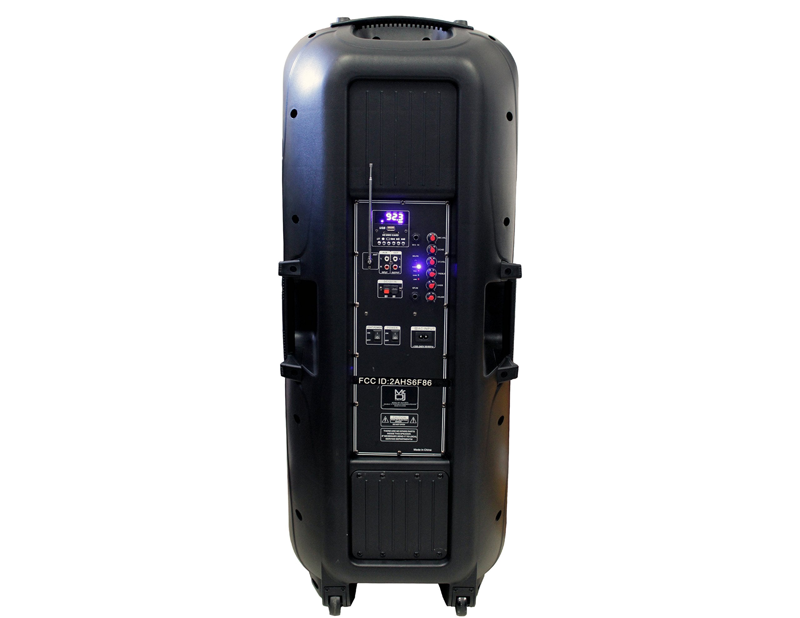 Mr. Dj Dj215Bta/After Party Dual 15' 5000W Max Power Speaker With Built In Bluetooth & Battery, 1' Lcd/Mp3/Usb/Sd Slot