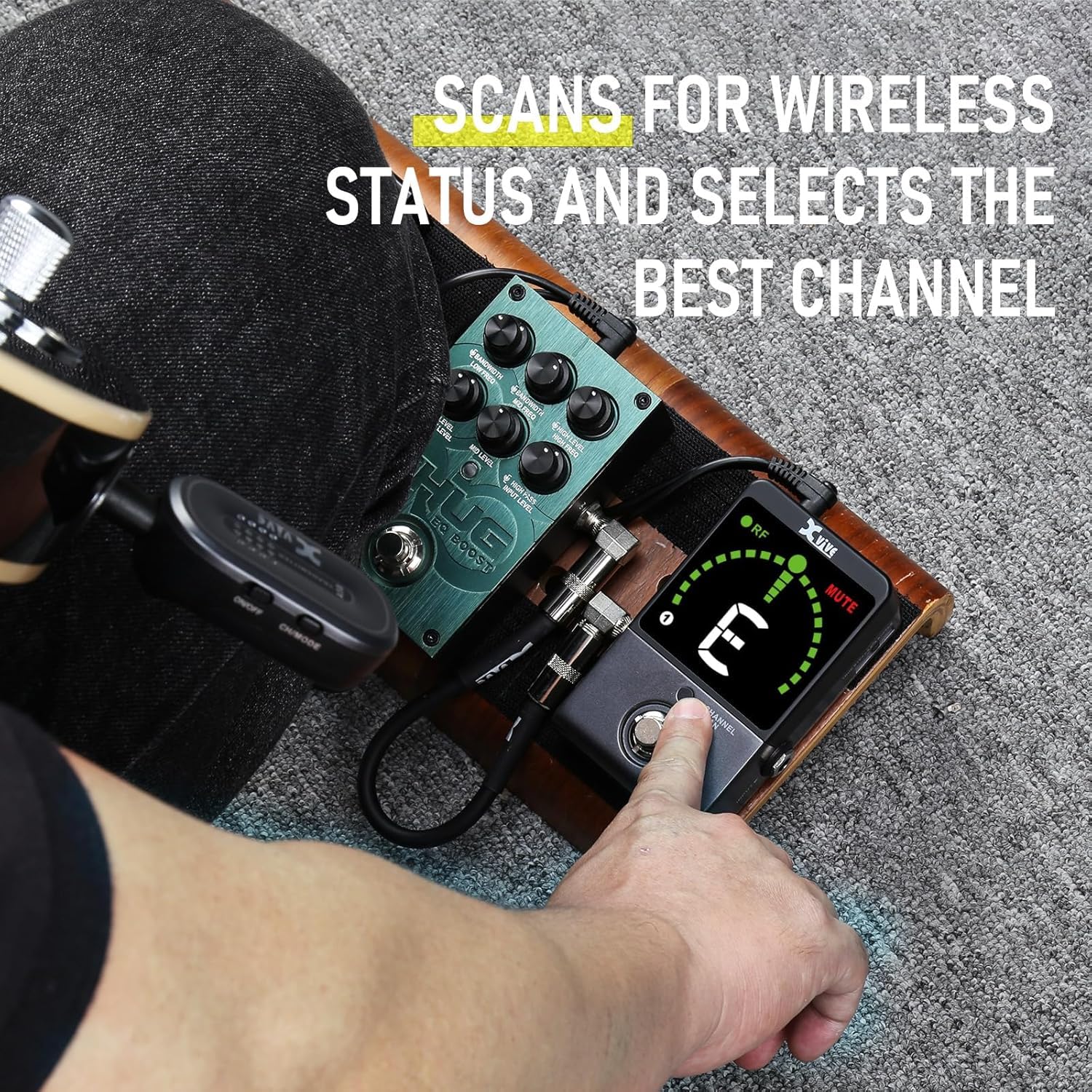 Xvive P58 Wireless Guitar Pedal System 5.8Ghz Wireless Guitar Transmitter And Chromatic Tuner Pedal Receiver For Active Or Passi