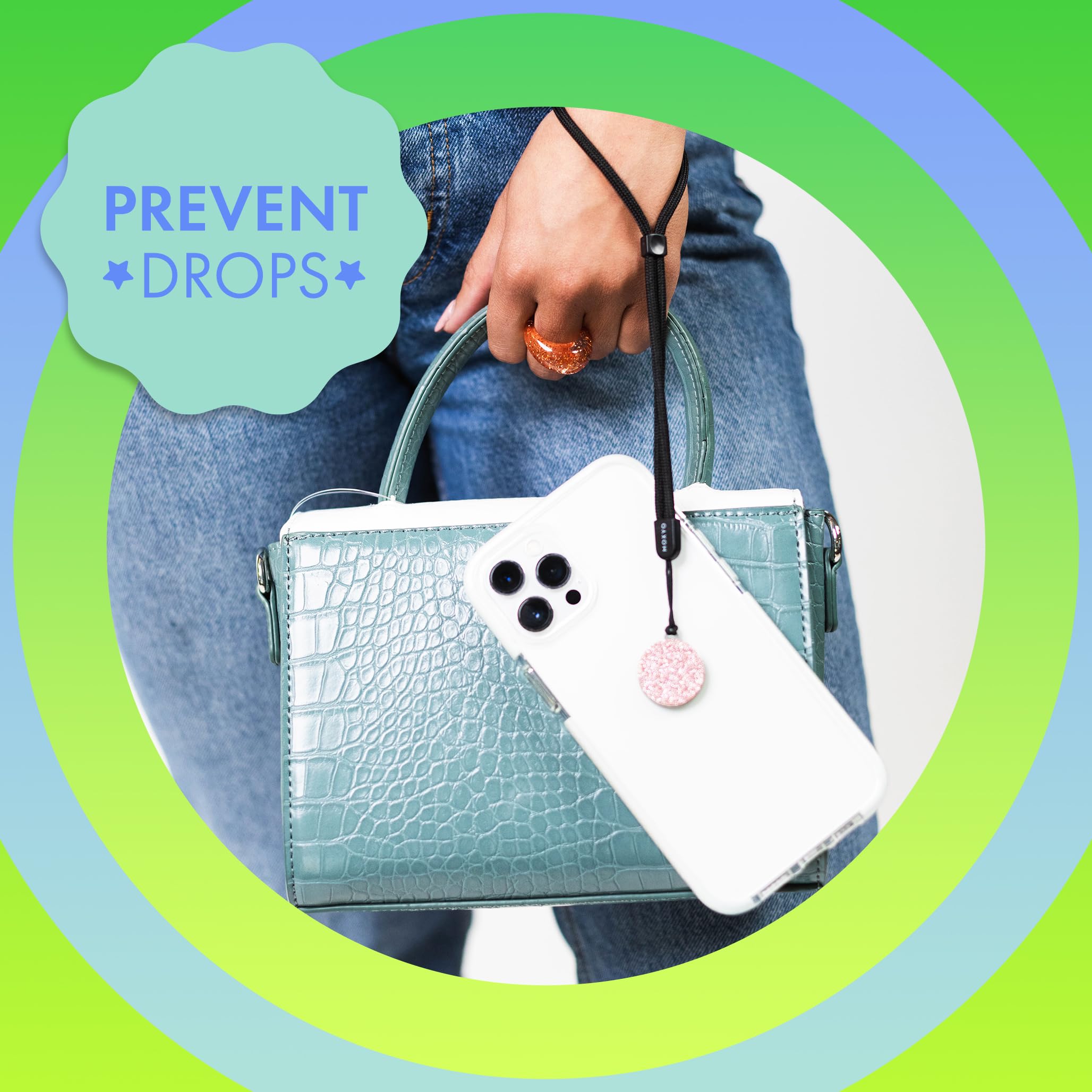 Moxyo Zigi Band Universal Adjustable Wrist Strap Phone Lanyard, Graphic Adhesive Device Patch Compatible With All Smartphones