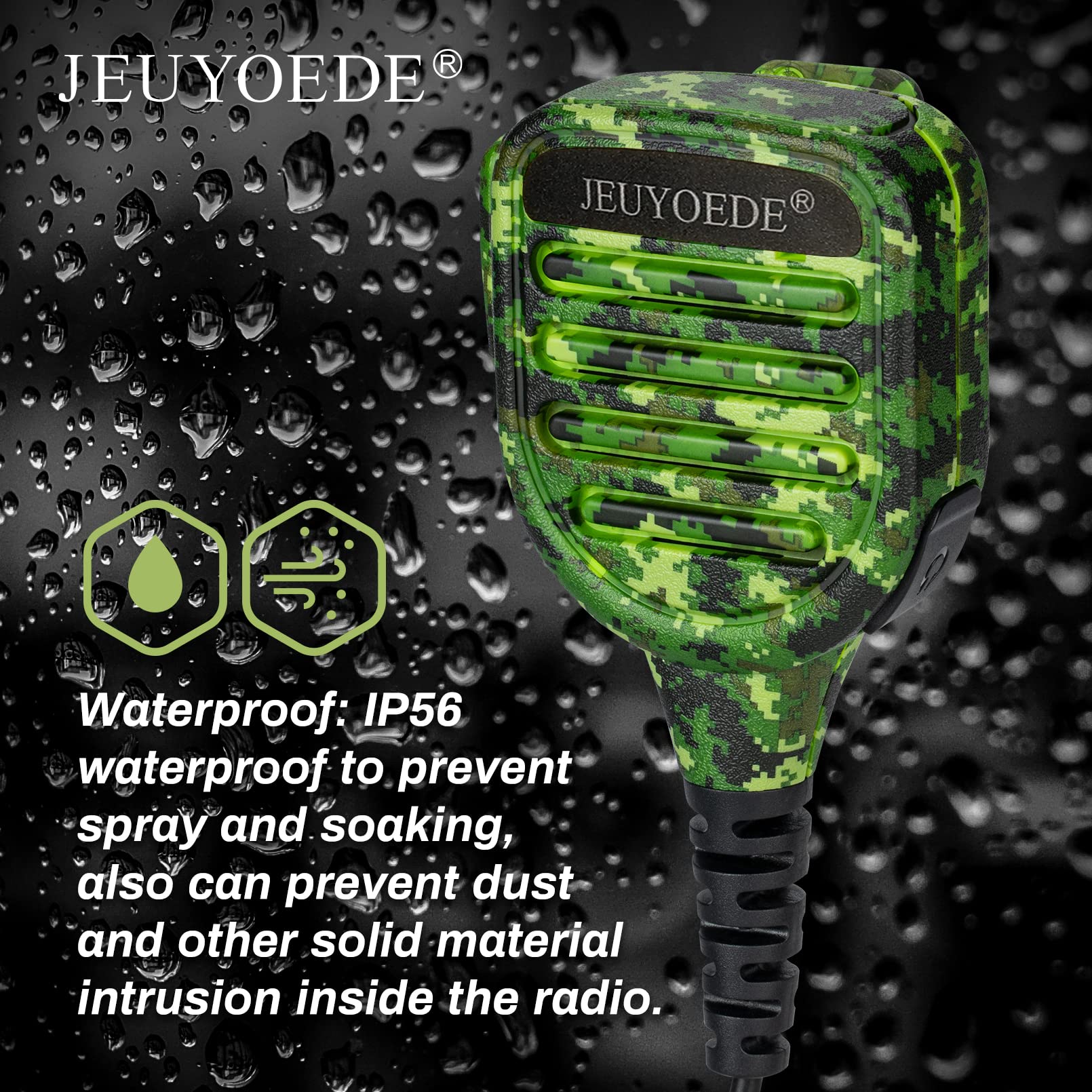Jeuyoede Waterproof Ip56 Handheld Speaker Microphone With 3.5Mm Earpiece Jack Compatible For Motorola Cp200D Cls1110 Rmu2040 Bpr
