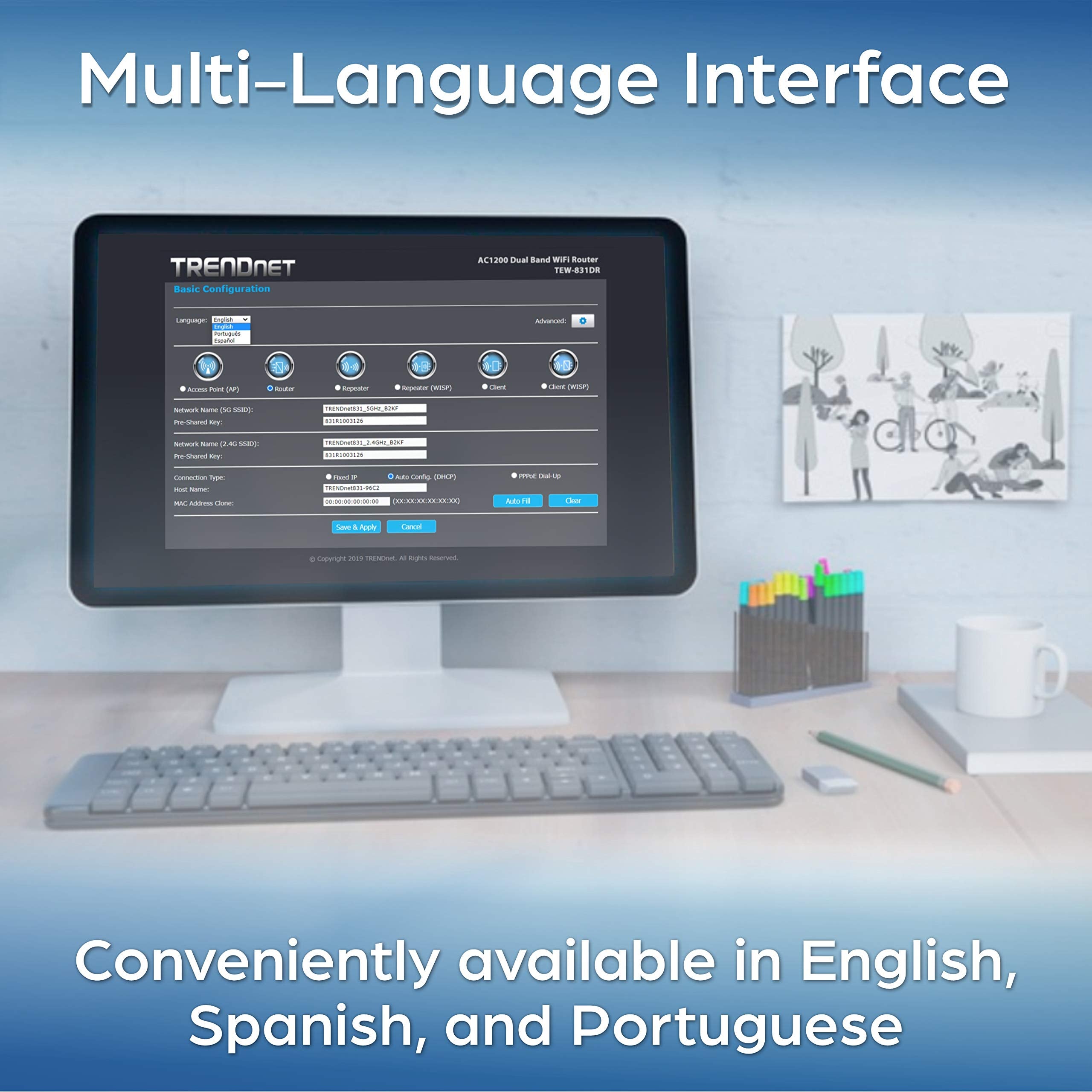 Trendnet Ac1200 Dual Band Wifi Router, Tew 831Dr, Gigabit Wan Port, 4 X 5Dbi Antennas, Wireless Ac 867Mbps, Wireless N 300Mbps,
