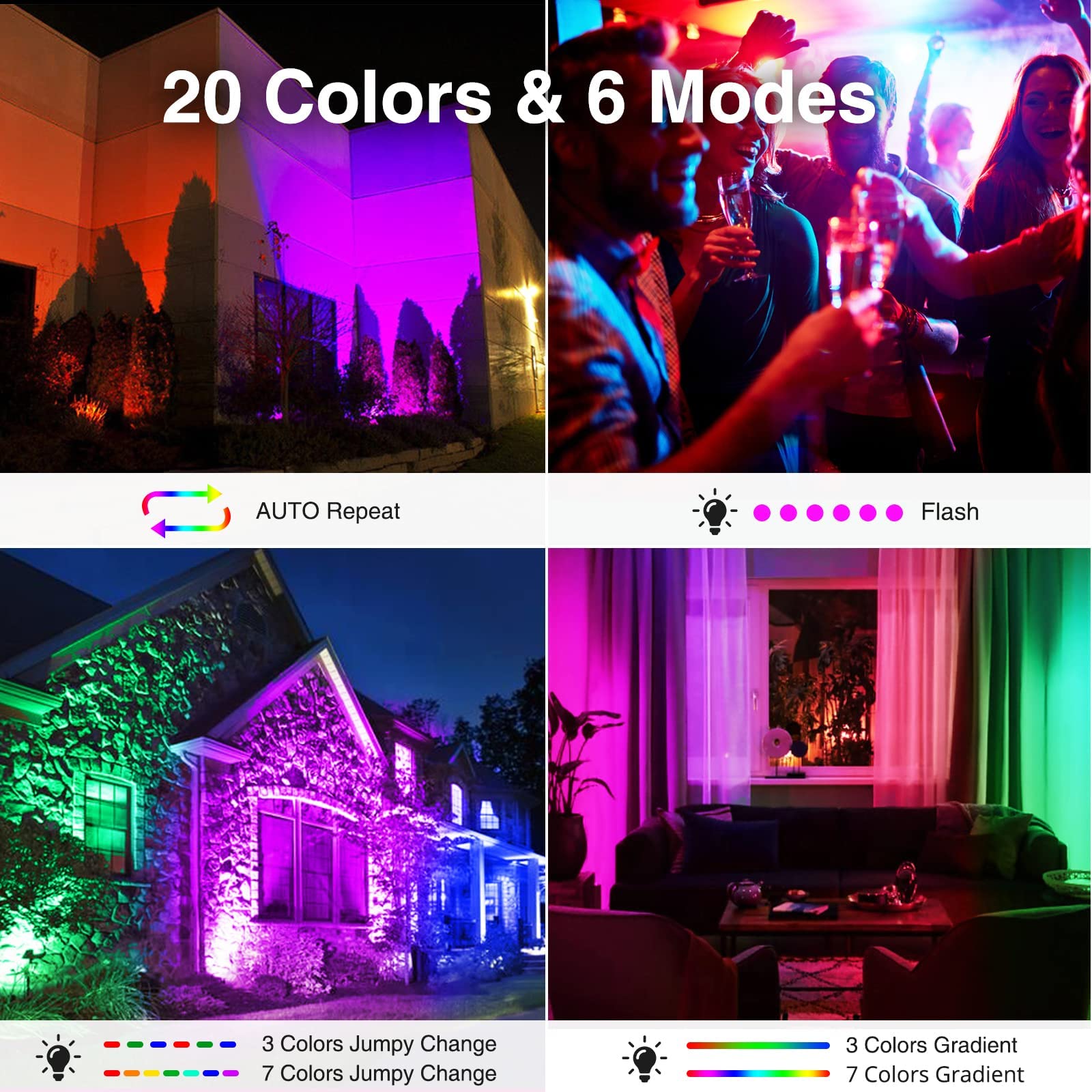 Onforu 48W LED Stage Light Bar - IP66 Waterproof RGB Uplighting, Black, Model CTB24RGB, 2 Pack for Events and Parties
