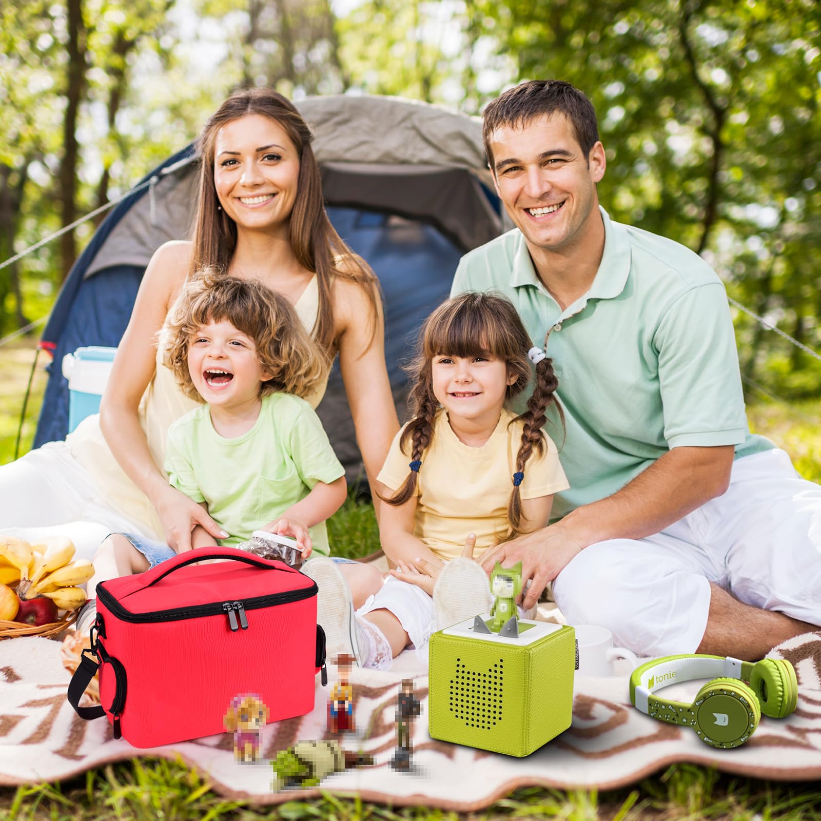 Bevegekos Carrying Case Bag For Toniebox Starter Set, Tonies Figures, Charging Station & Headphones (Red, Medium), Yxb010