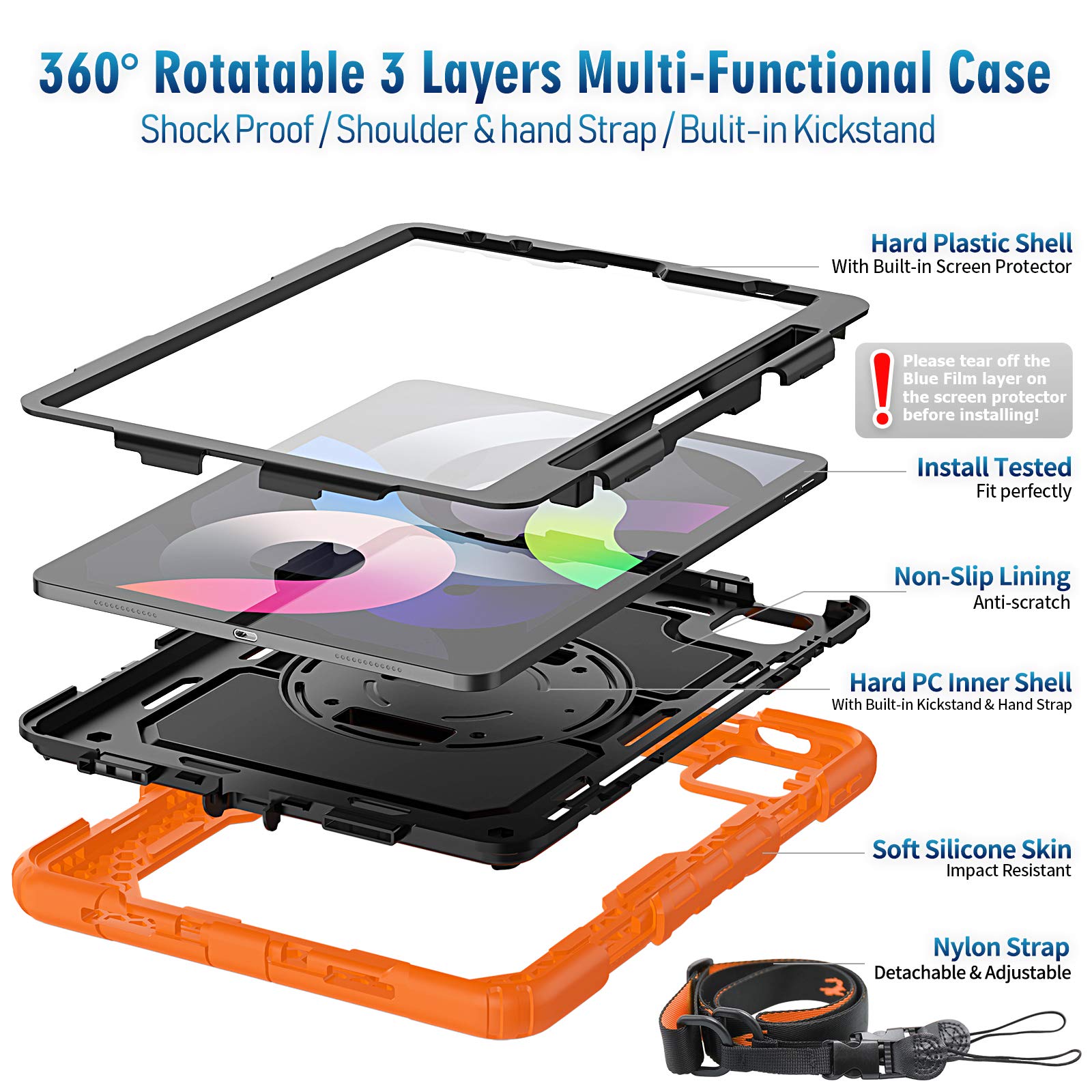 Timecity Case For Ipad Air 5 2022 /For Ipad Air 4 With Pencil Holder, Case For Ipad Air 5Th/4Th Generation [Supports Pencil 2Nd