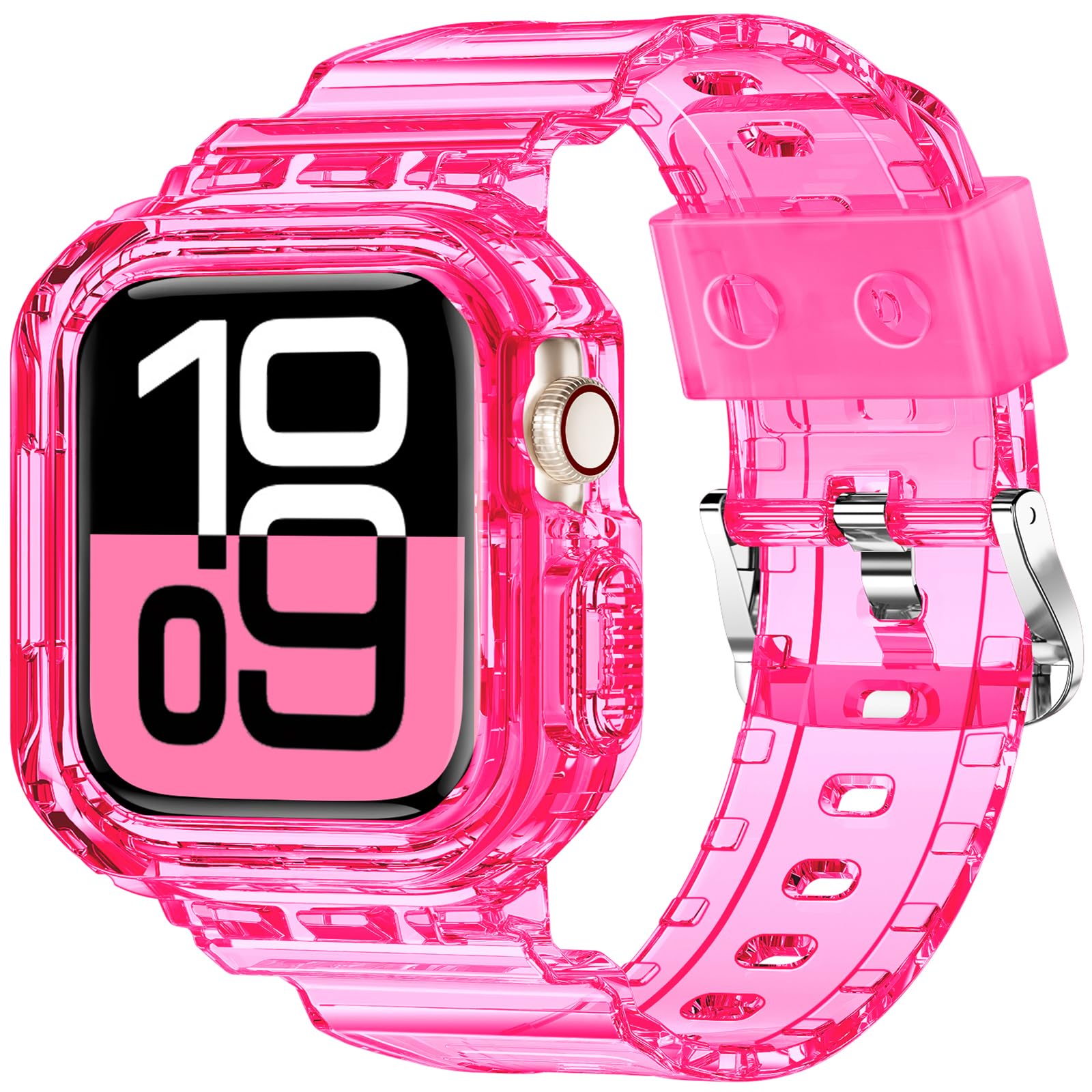 Xyf Compatible For Crystal Clear Apple Watch Bands, 46Mm Series 10 Bumper Case For Men Women Jelly Sport Case Band For Iwatch Ul