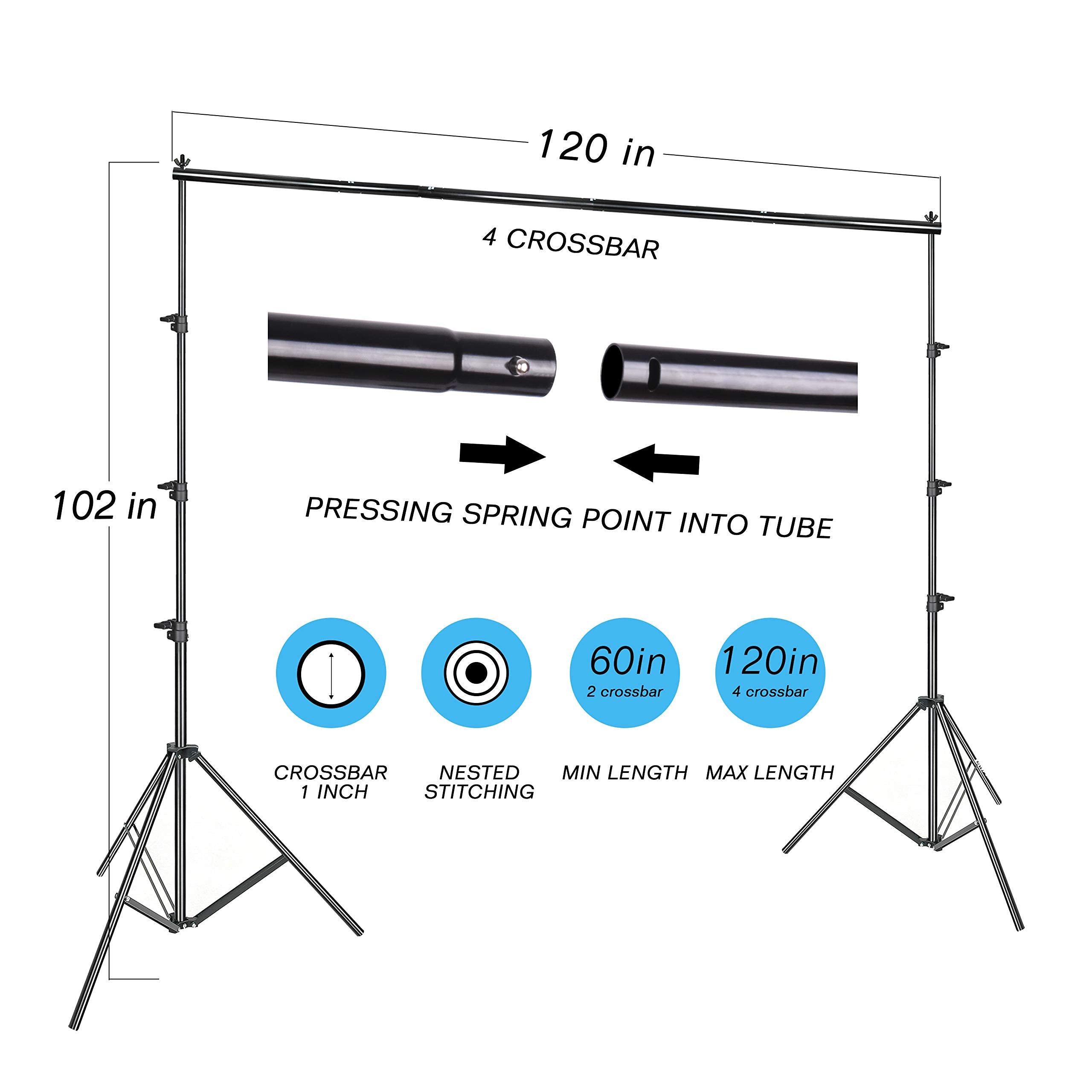 Emart 8.5X10Ft Photography Backdrop Kit With 400W 5500K Daylight Umbrella Continuous Lighting Set, Black & White Backgrounds For