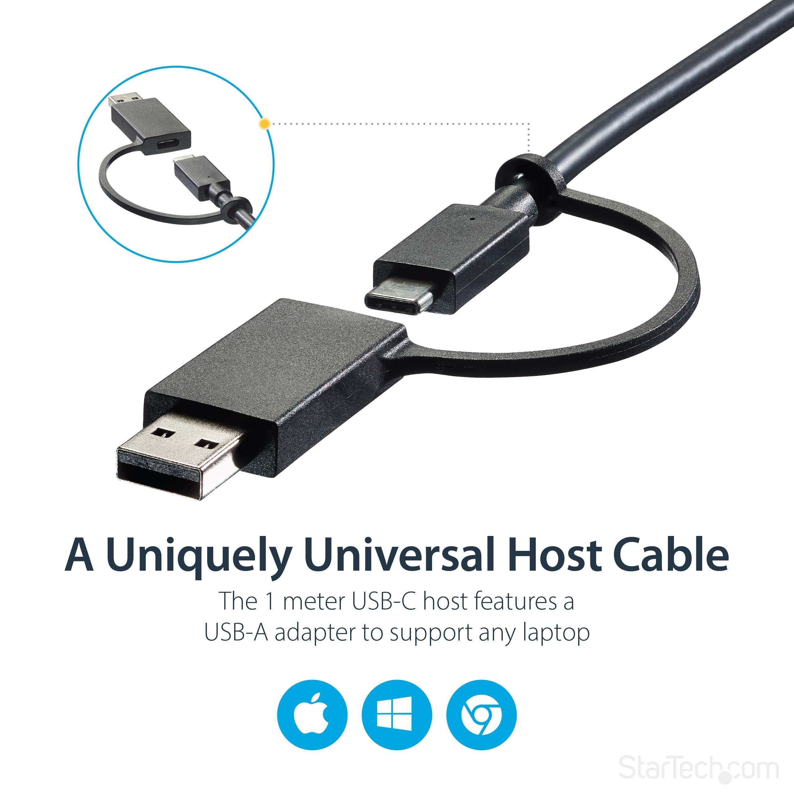 Startech.Com Usb C & Usb A Dock   Hybrid Universal Laptop Docking Station With Dual Monitor Display 4K 60Hz Hdmi & Displayport